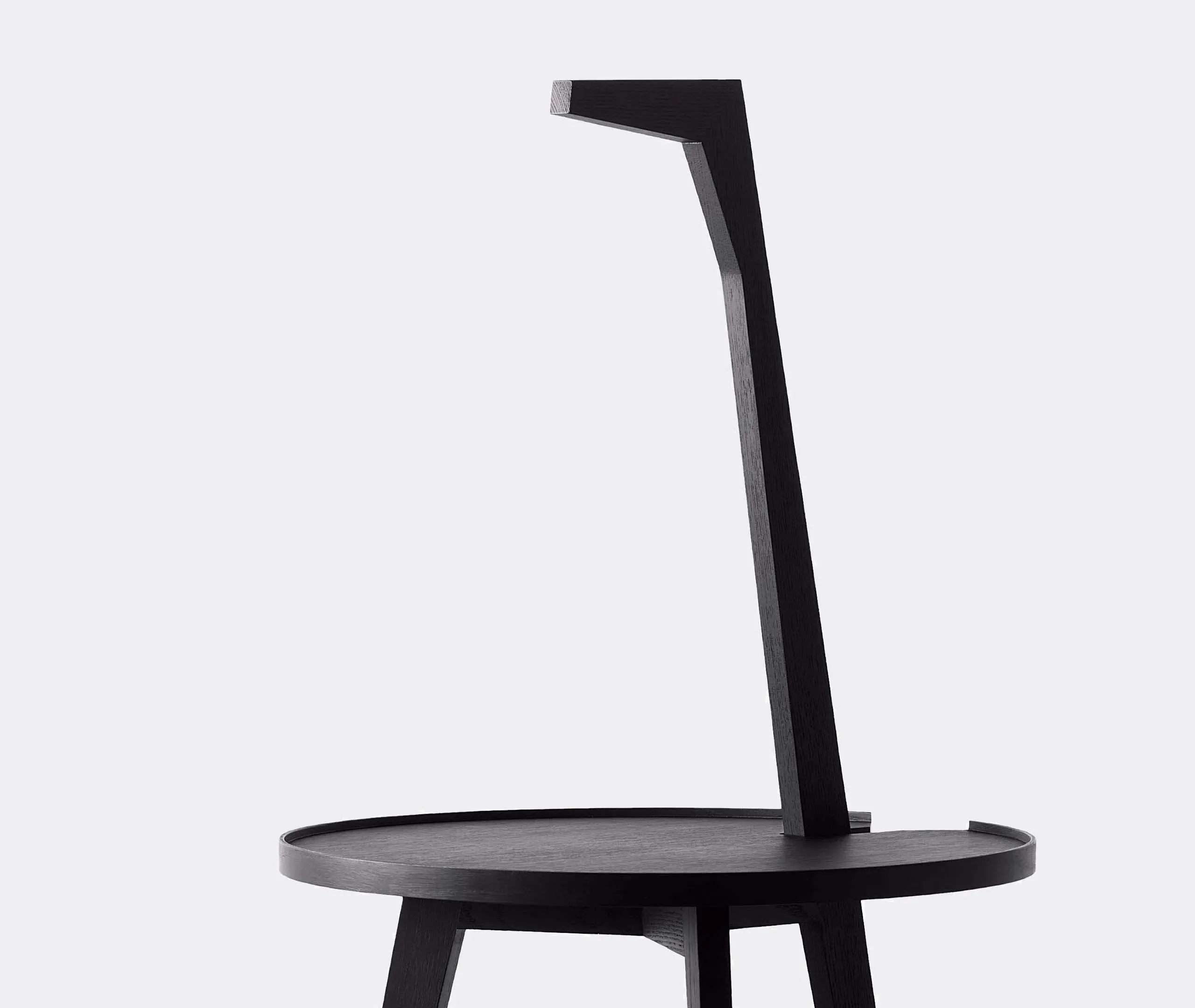 Small Side Table with Handle - Black, Ash Wood