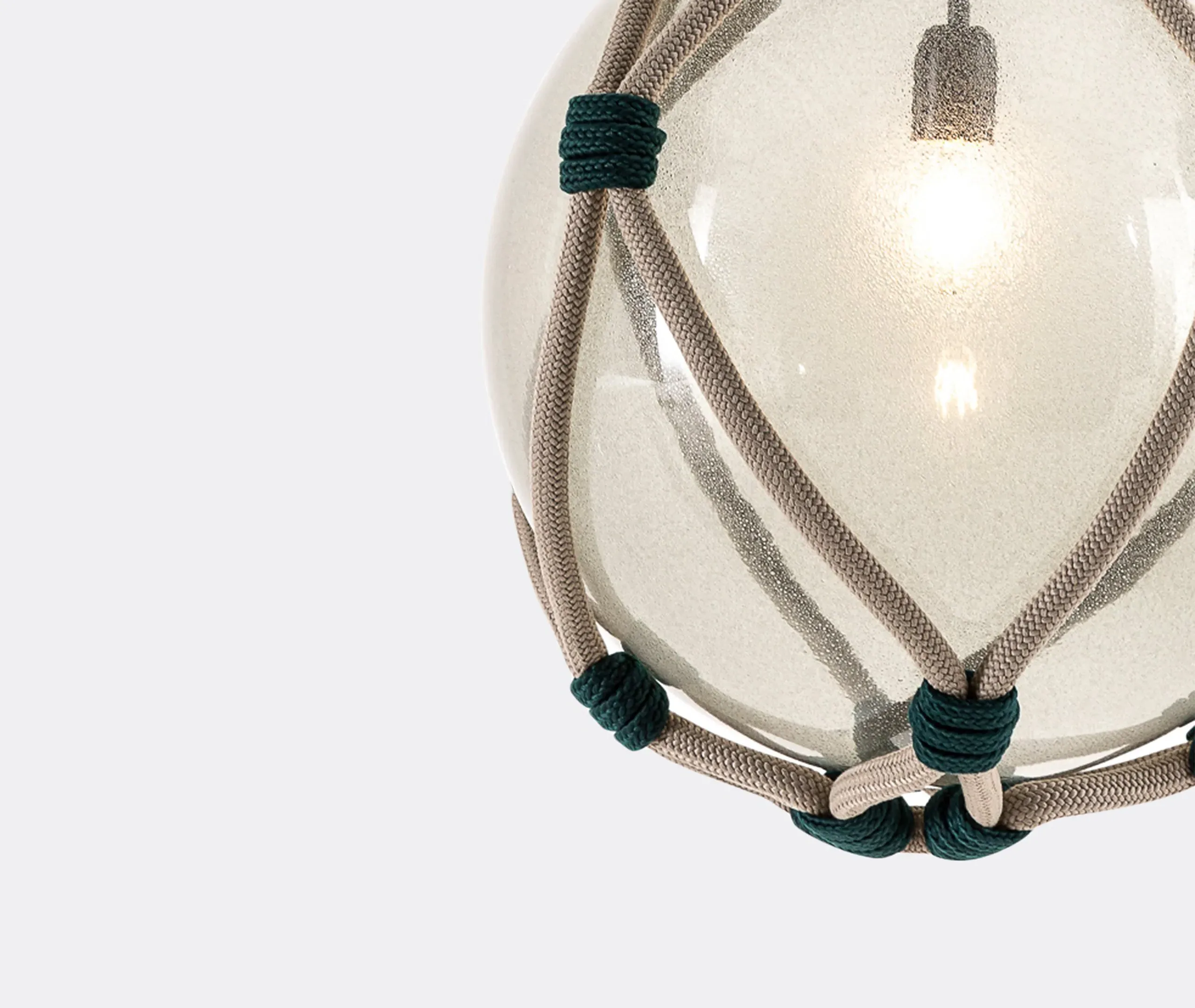 Sphere Pendant Lamp with Cord Net - Fumé, Glass