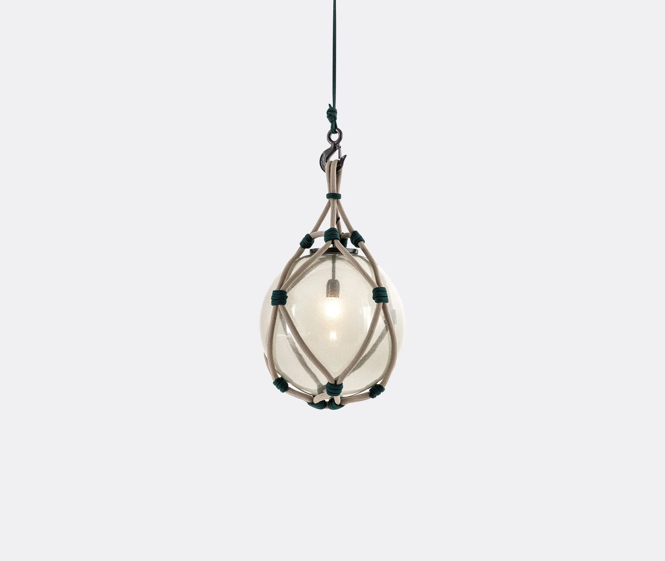 Sphere Pendant Lamp with Cord Net - Fumé, Glass image