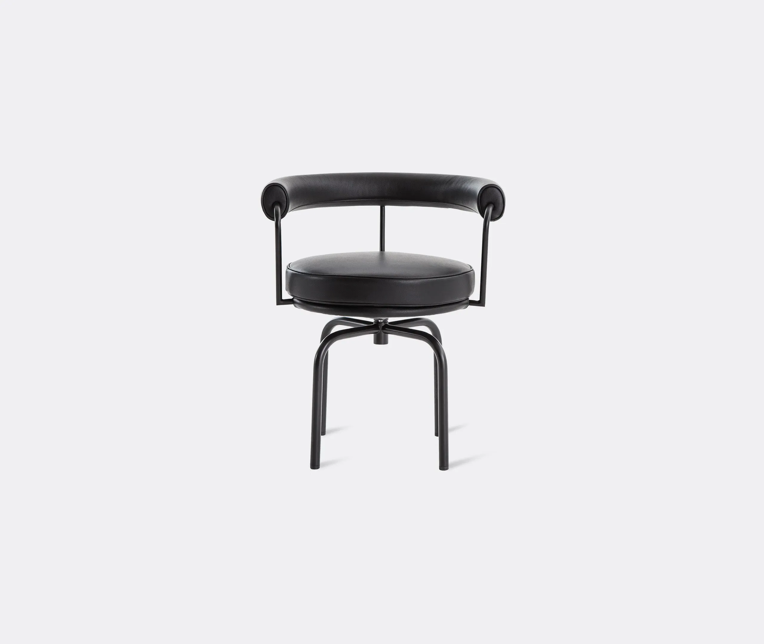 Swivel Chair with Black Structure - Black, Leather image