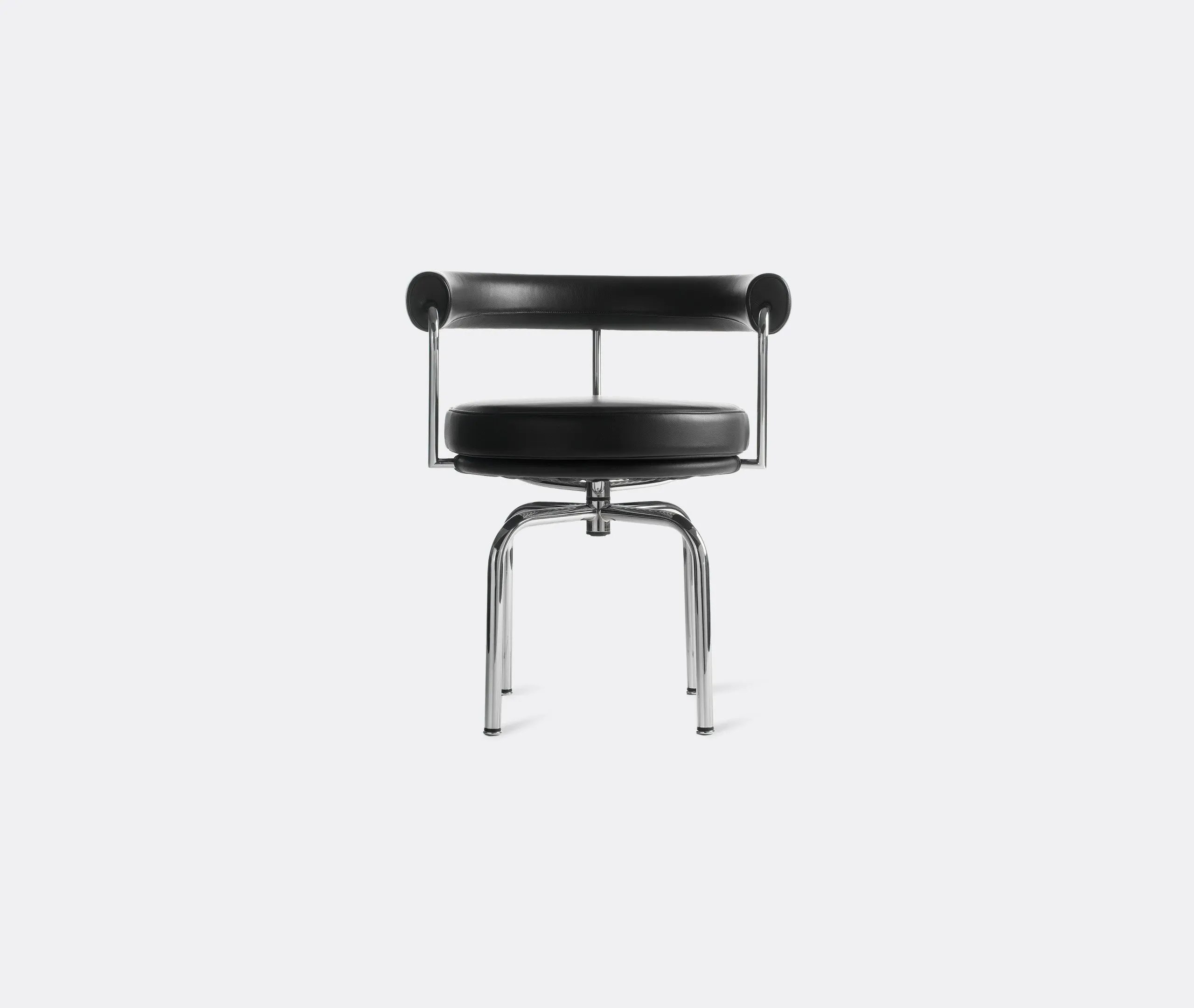 Swivel Chair with Chrome Structure - Black, Leather image