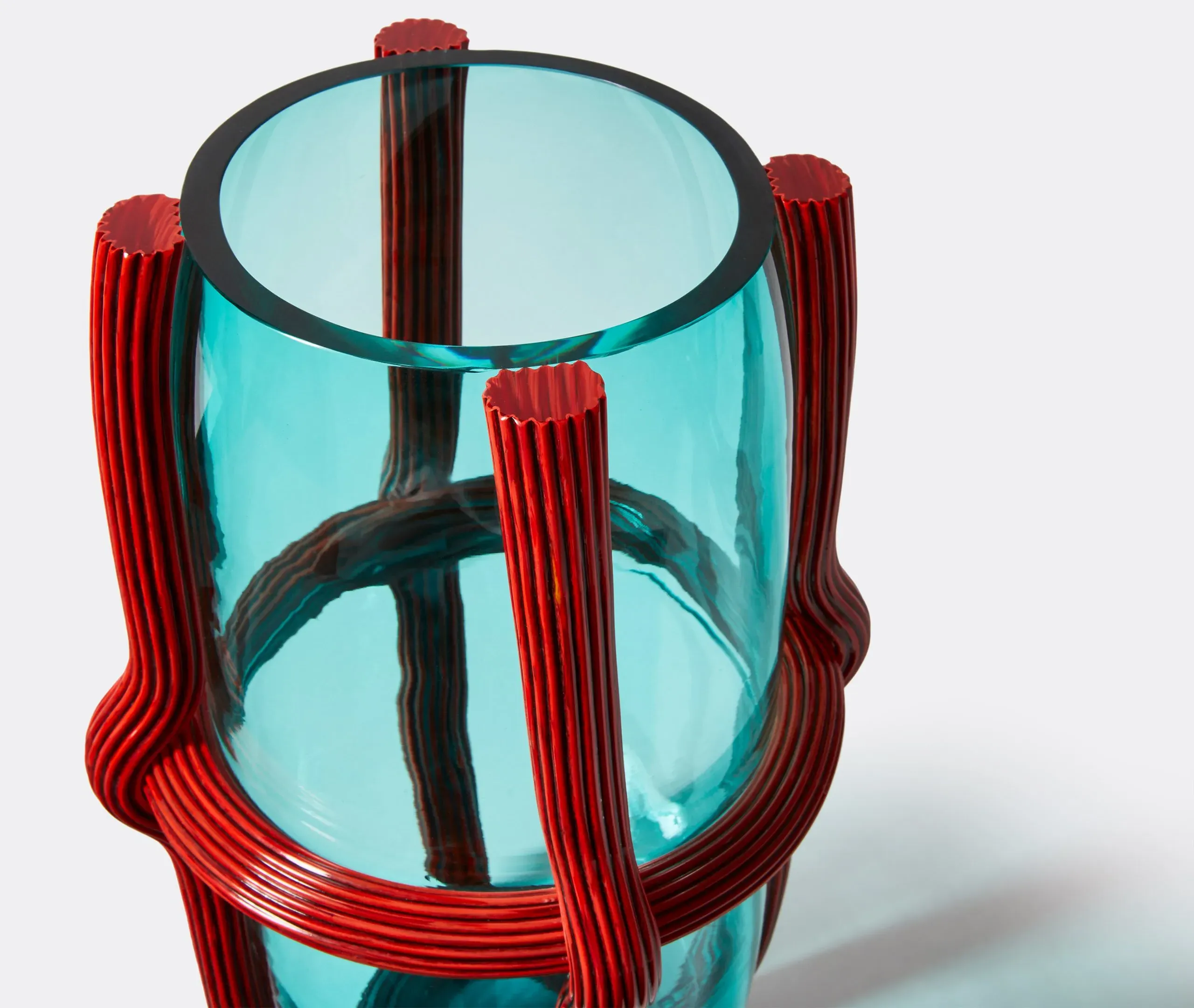 Tall Vase with Cord Network - Multicolor, Glass