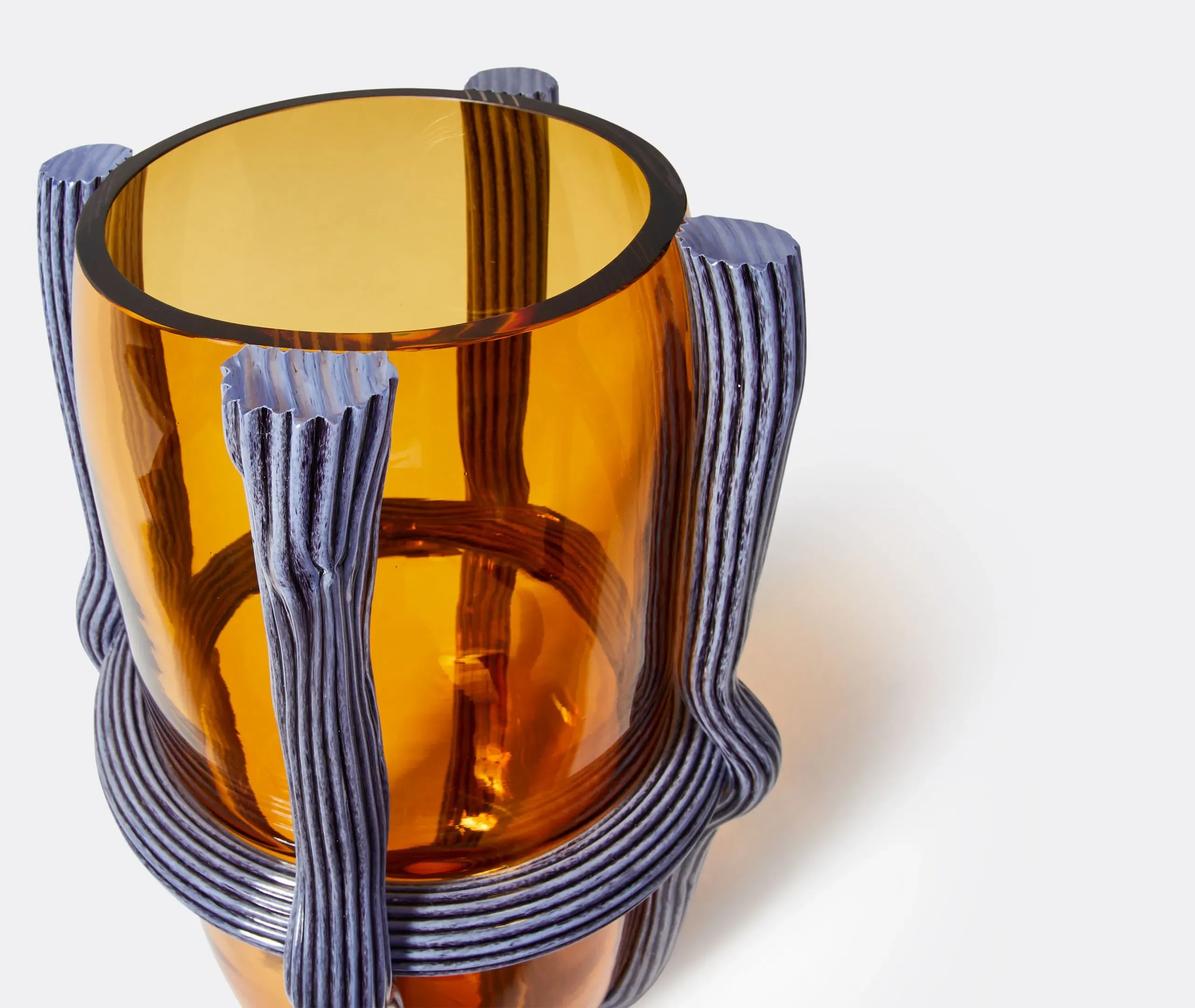 Tall Vase with Cord Network - Multicolor, Glass