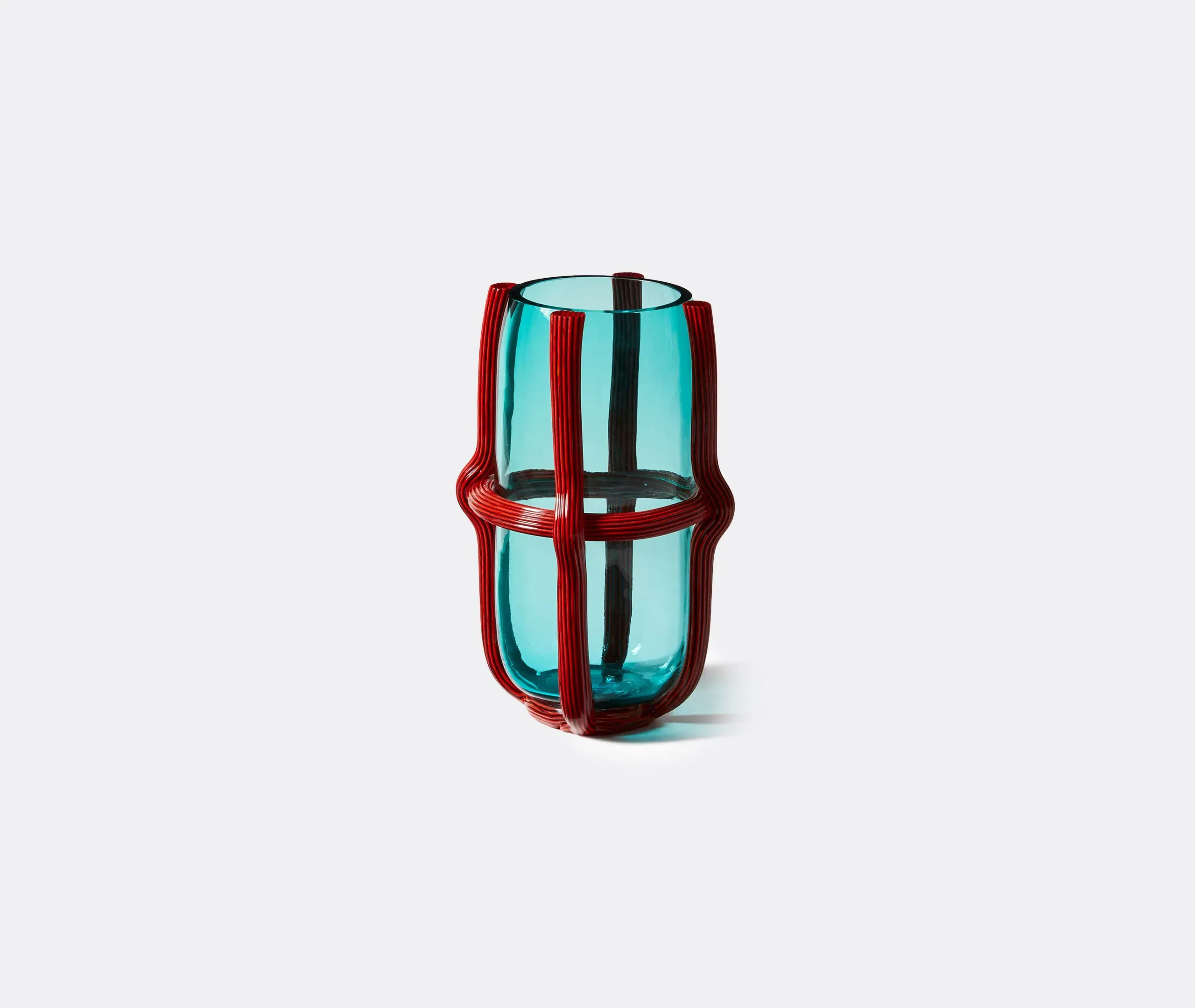 Tall Vase with Cord Network - Multicolor, Glass