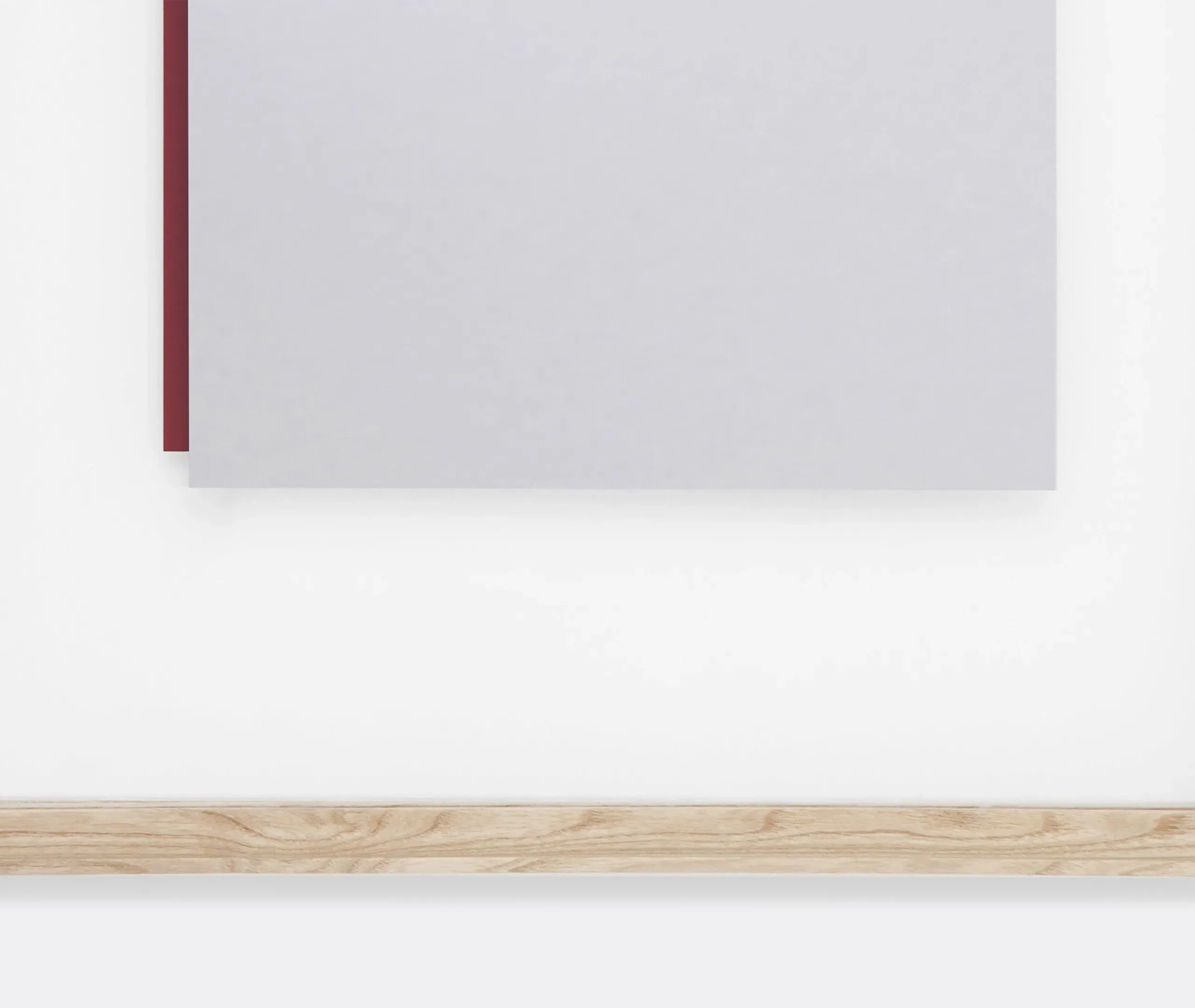 Wall Mirror with Red Back - Light Brown, Ash Wood