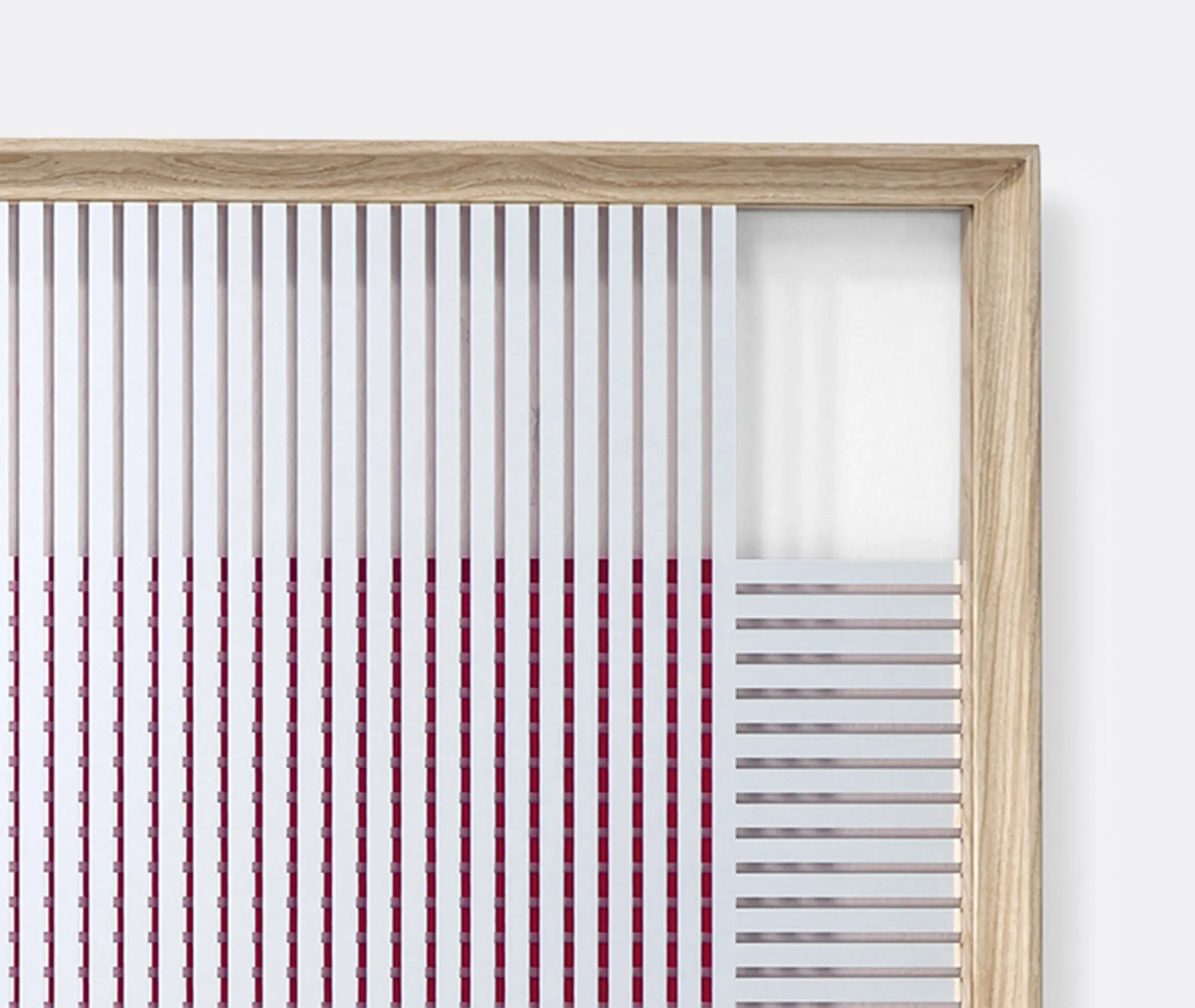 Wall Mirror with Red Back - Light Brown, Ash Wood