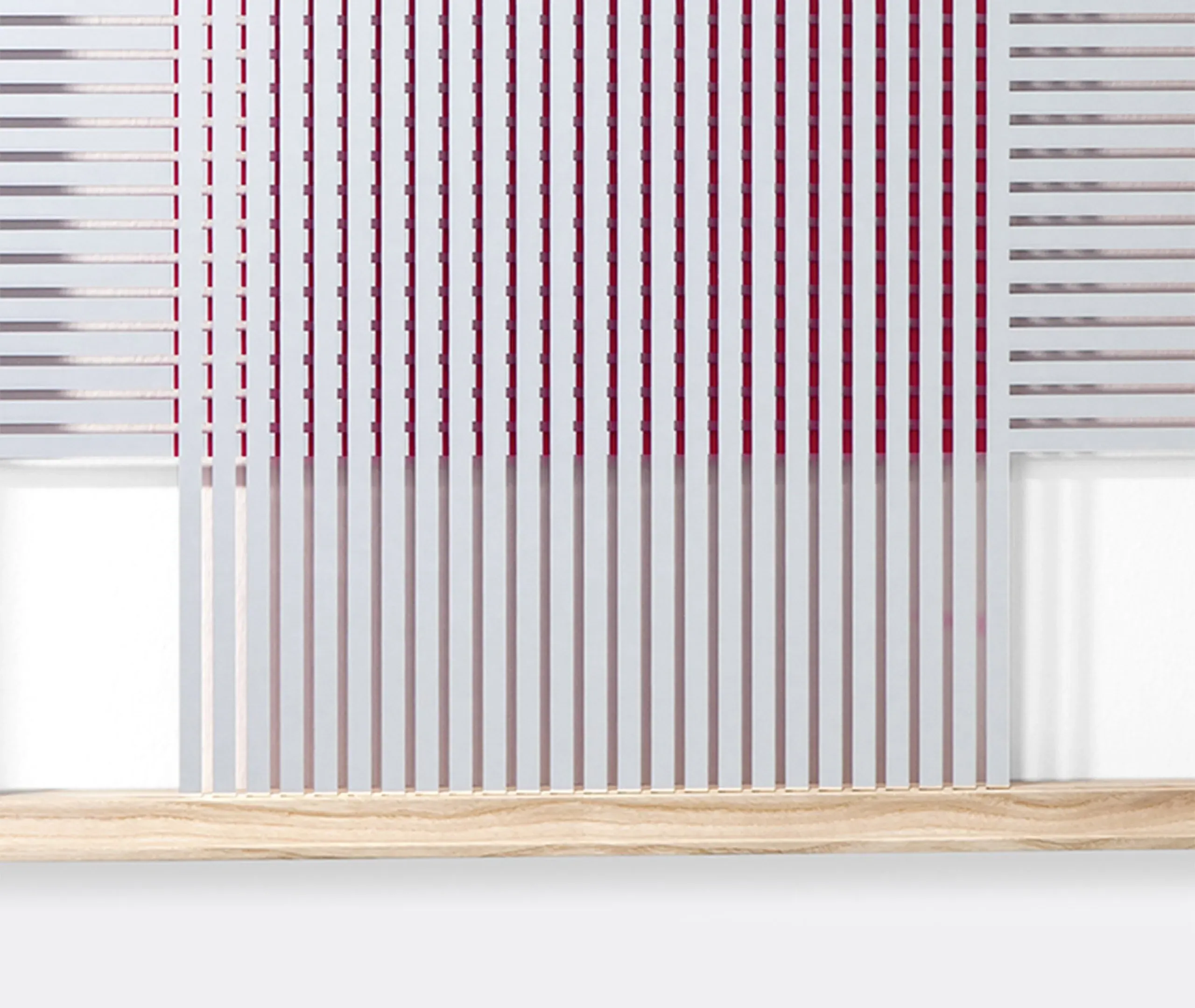 Wall Mirror with Red Back - Light Brown, Ash Wood