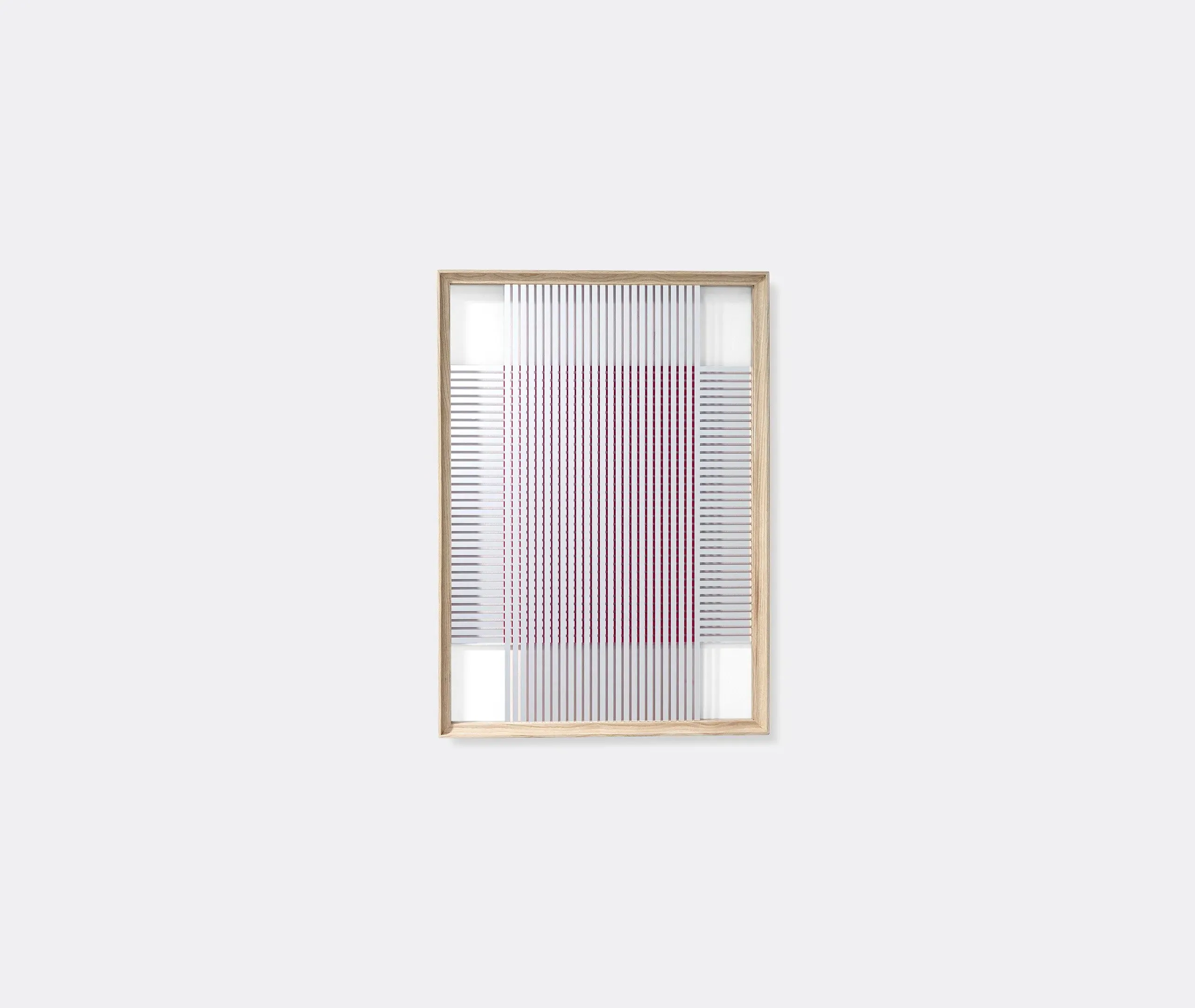 Wall Mirror with Red Back - Light Brown, Ash Wood