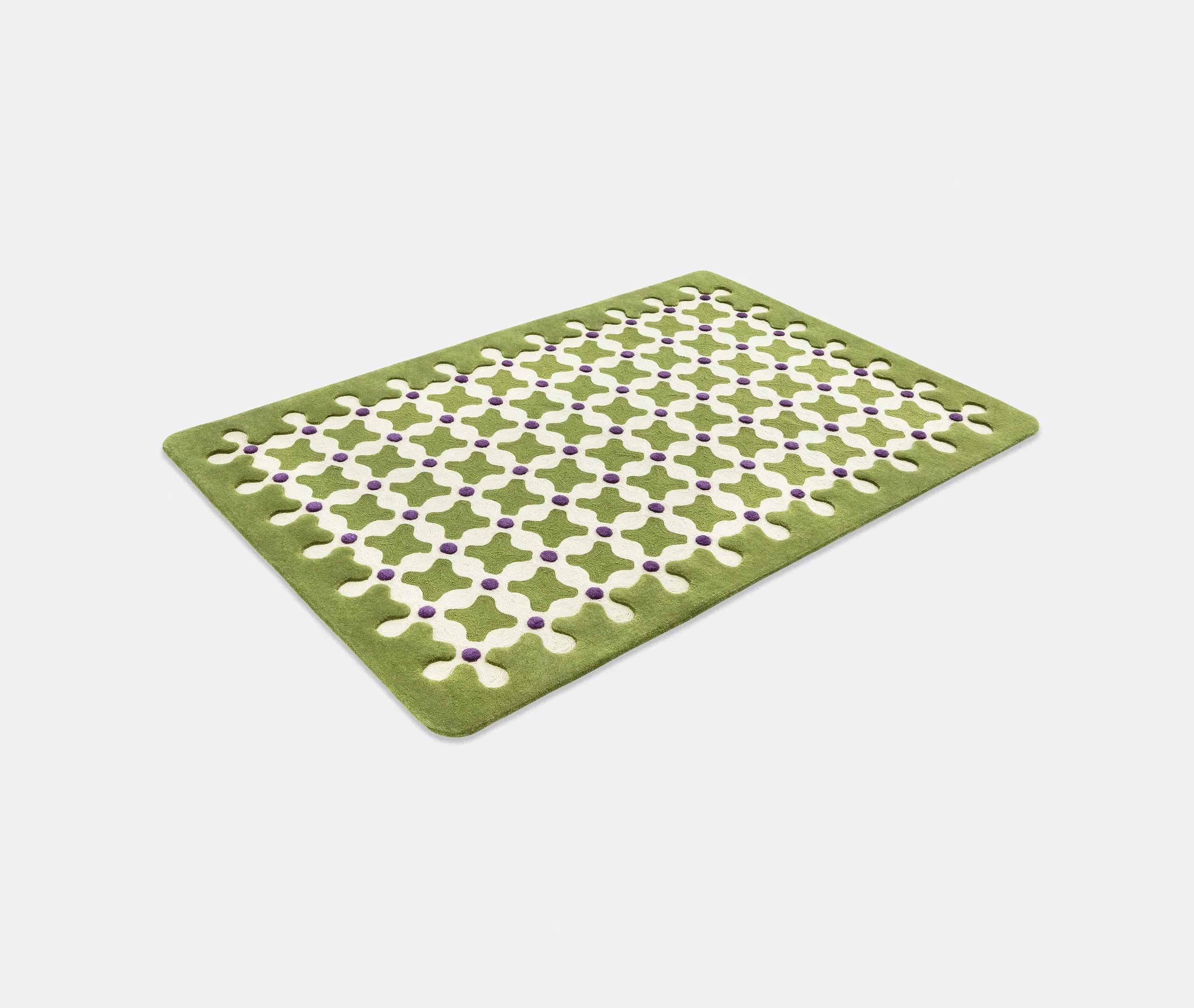 Area Rug with Geometric Pattern - Green