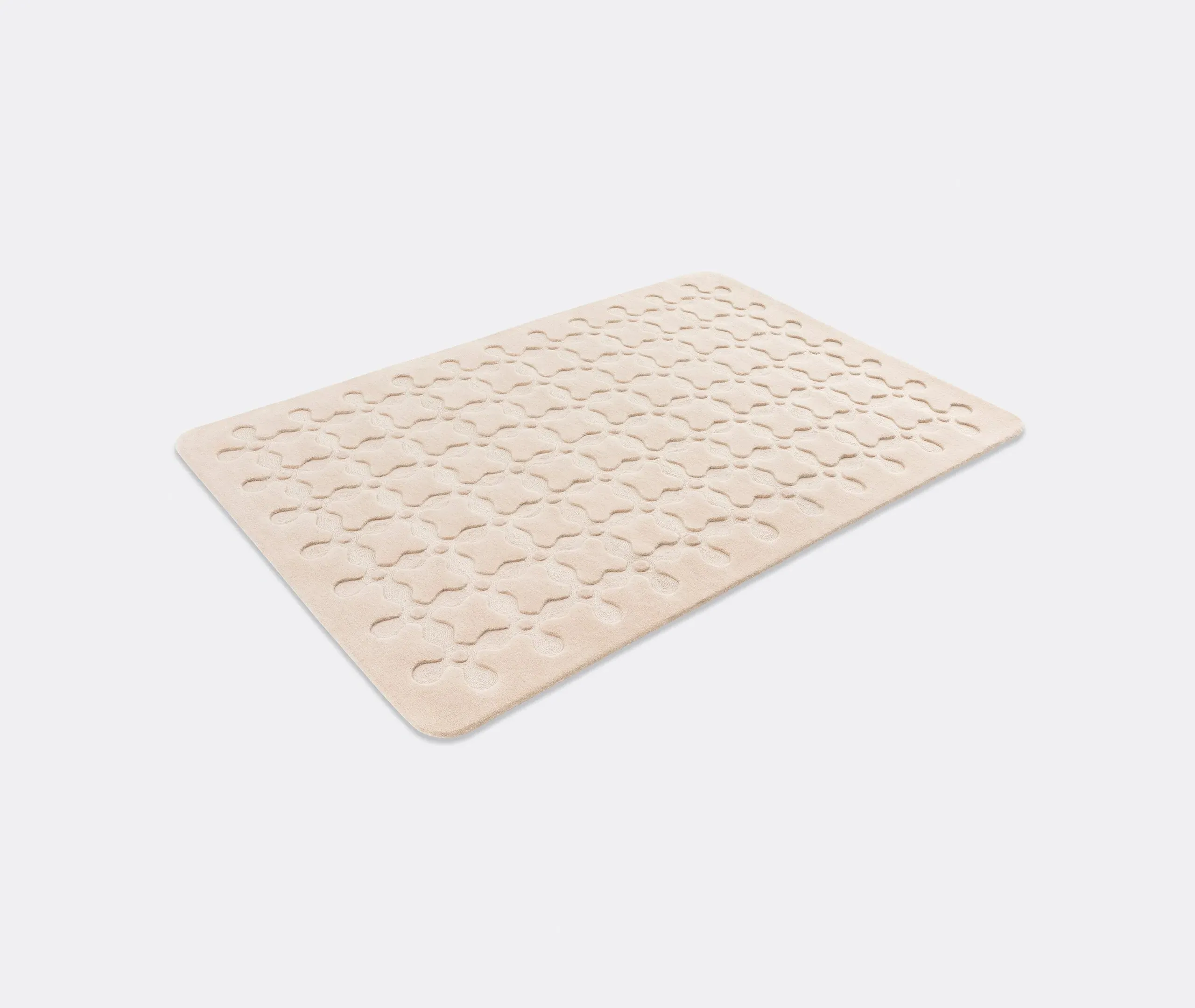 Geometric Rug with Tartan Pattern - Cream