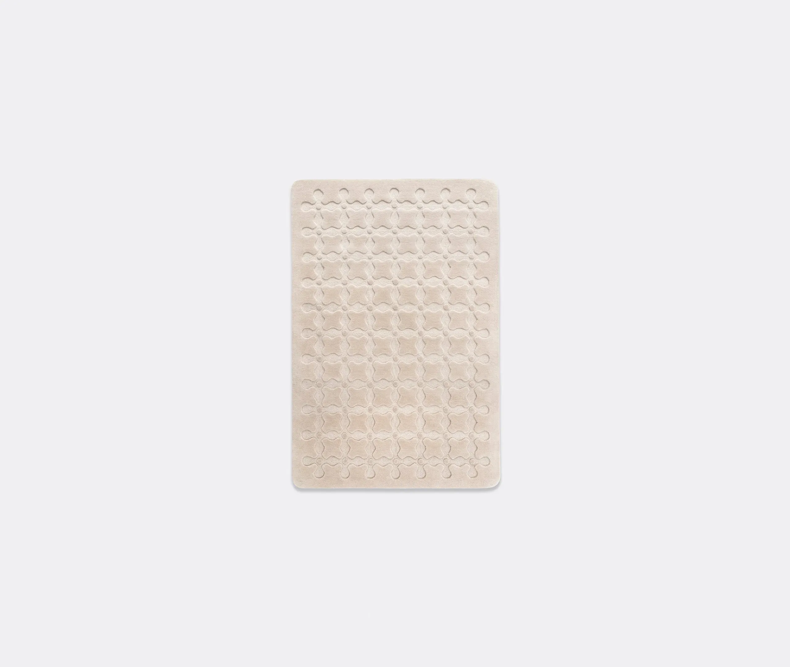 Geometric Rug with Tartan Pattern - Cream