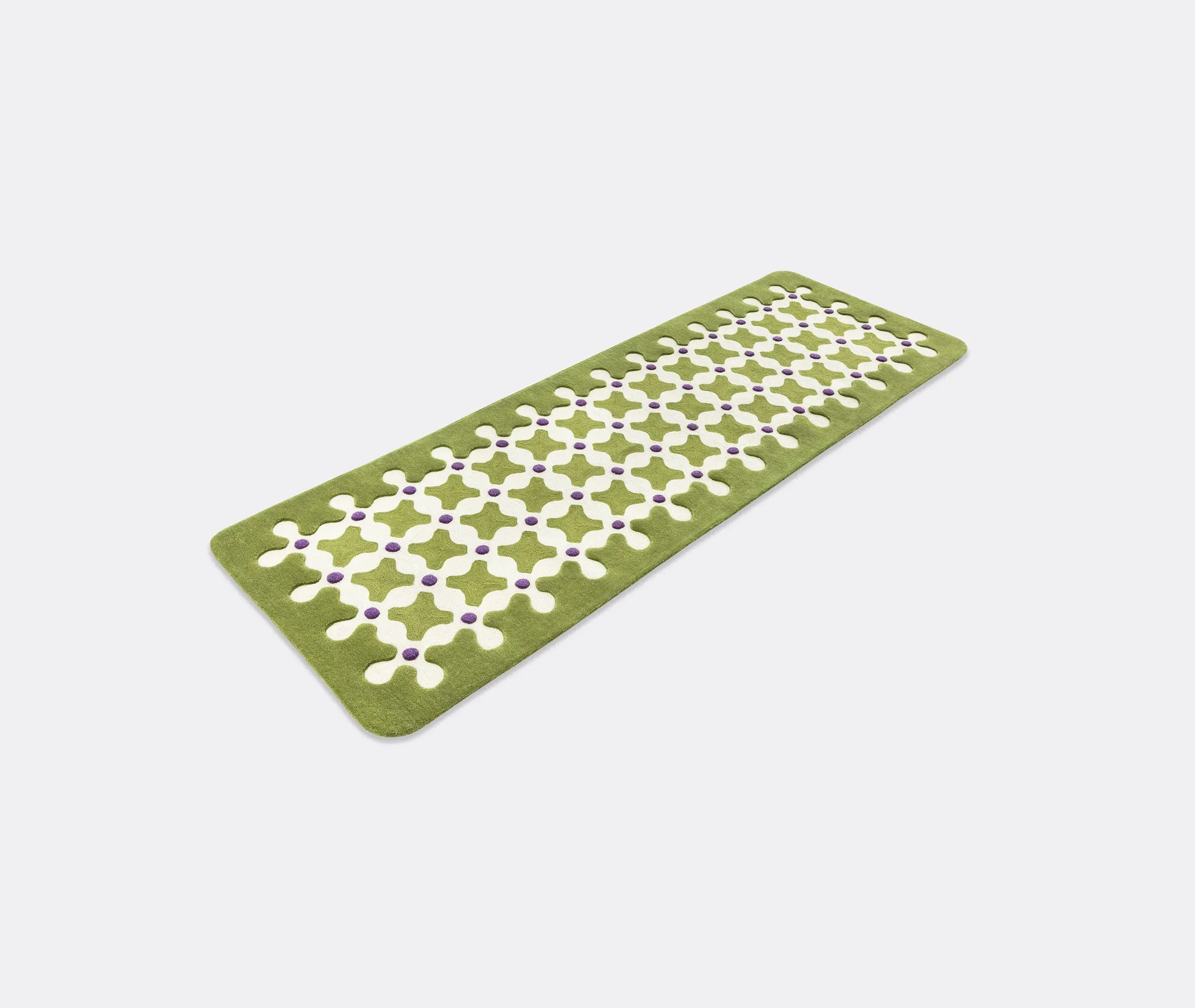 Runner Rug with Geometric Pattern - Green