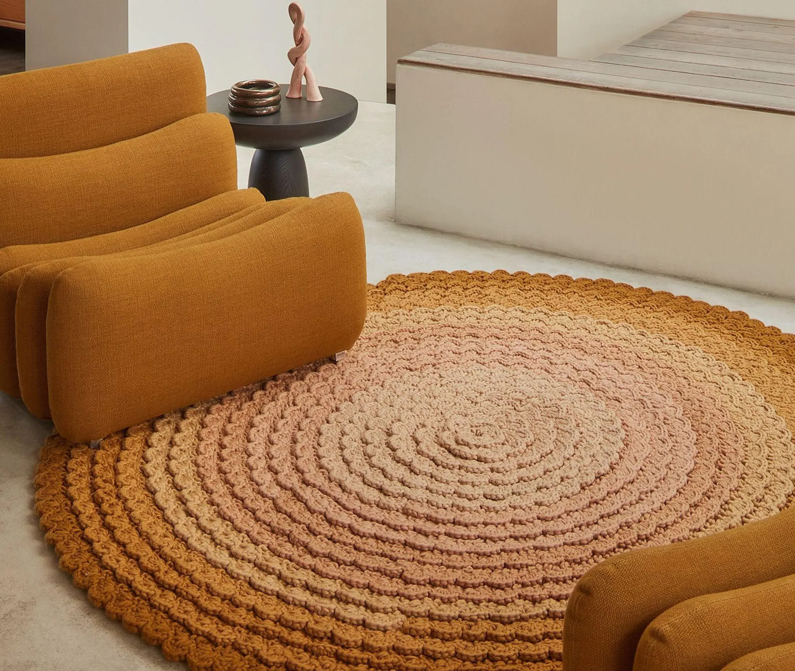 Swirl Rug - Yellow Multicolor, Wool