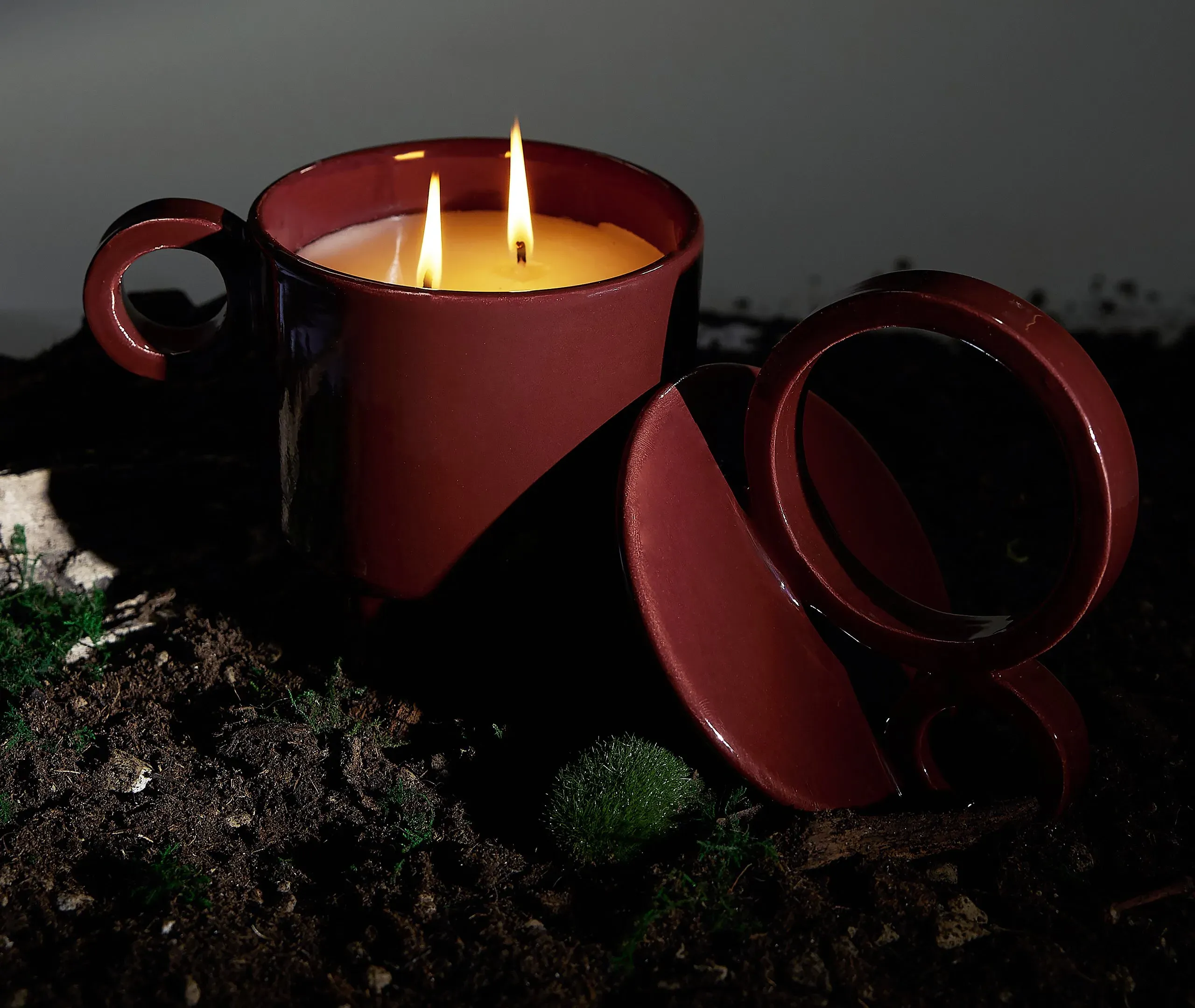 Cup-Shaped Scented Candle - Brown, Ceramic