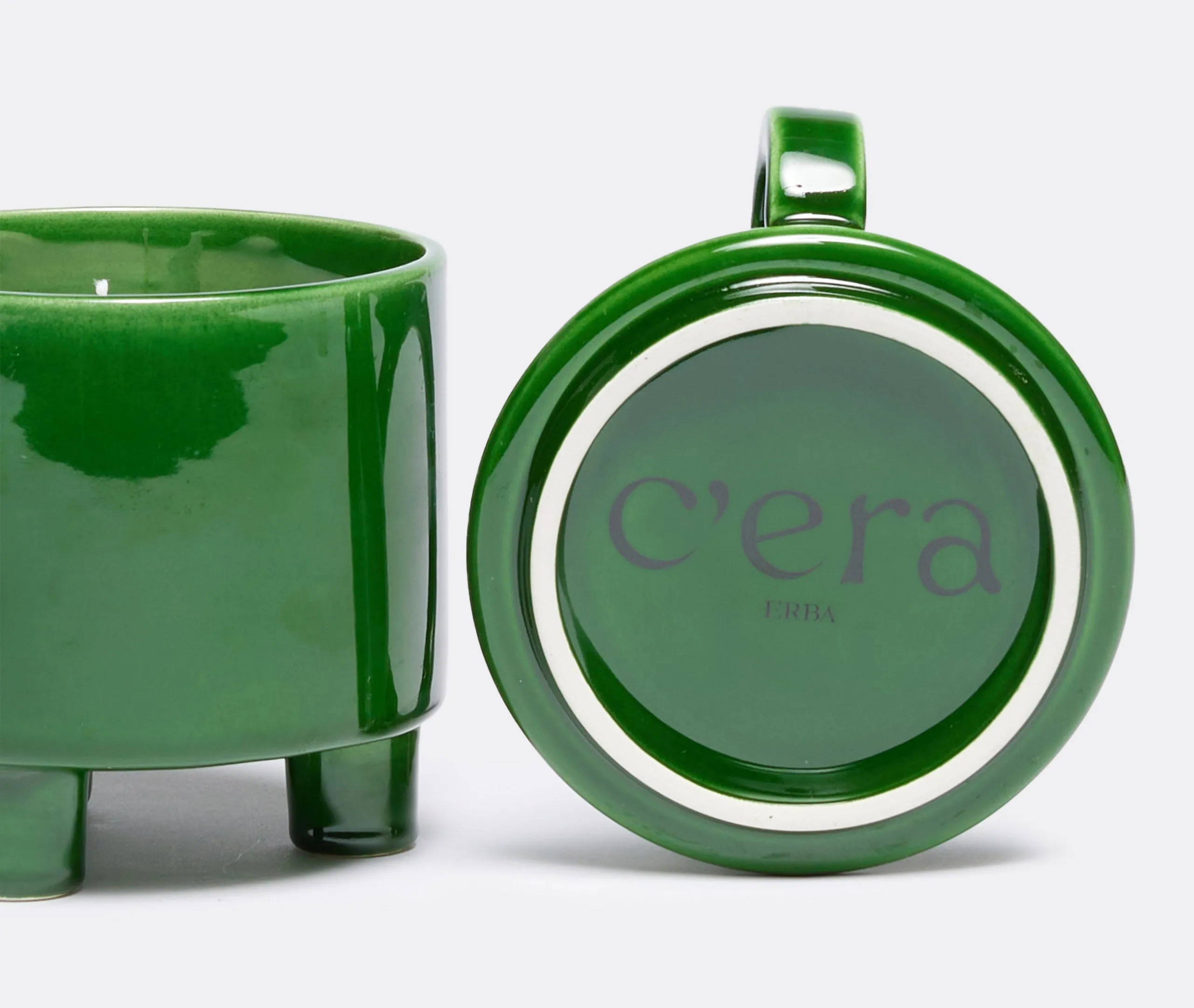Erba Cup Candle with Lid - Green, Ceramic