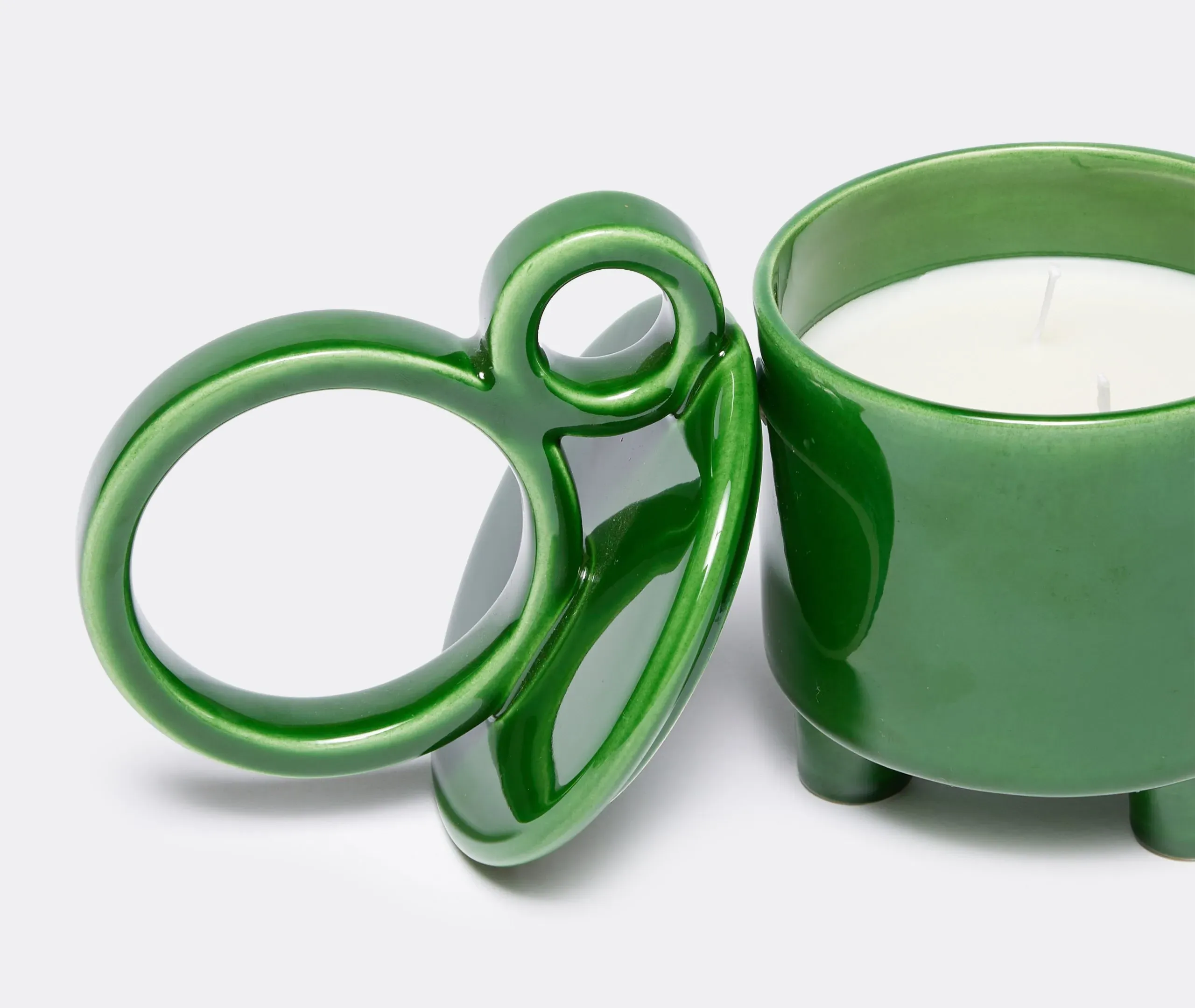 Erba Cup Candle with Lid - Green, Ceramic