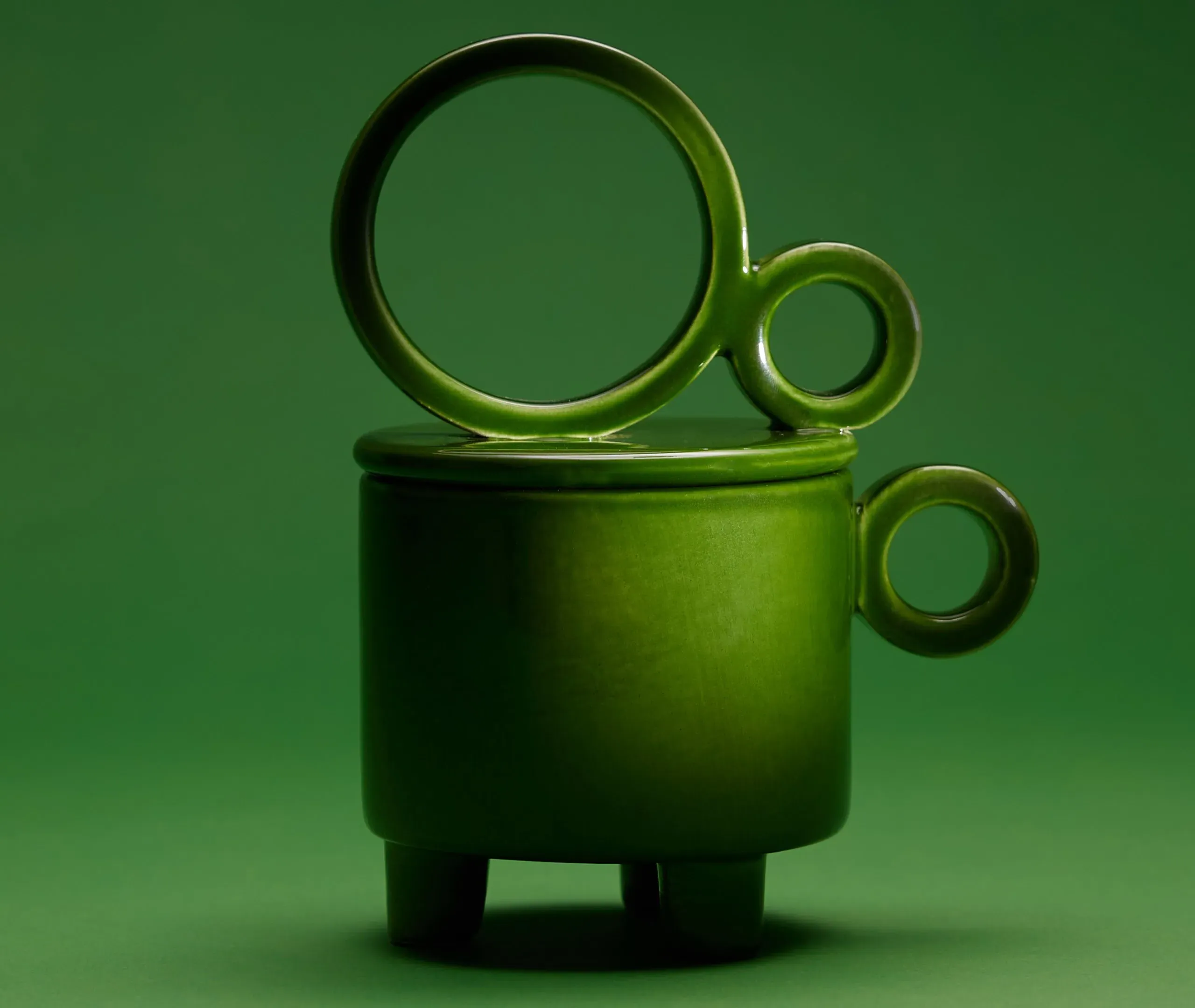 Erba Cup Candle with Lid - Green, Ceramic