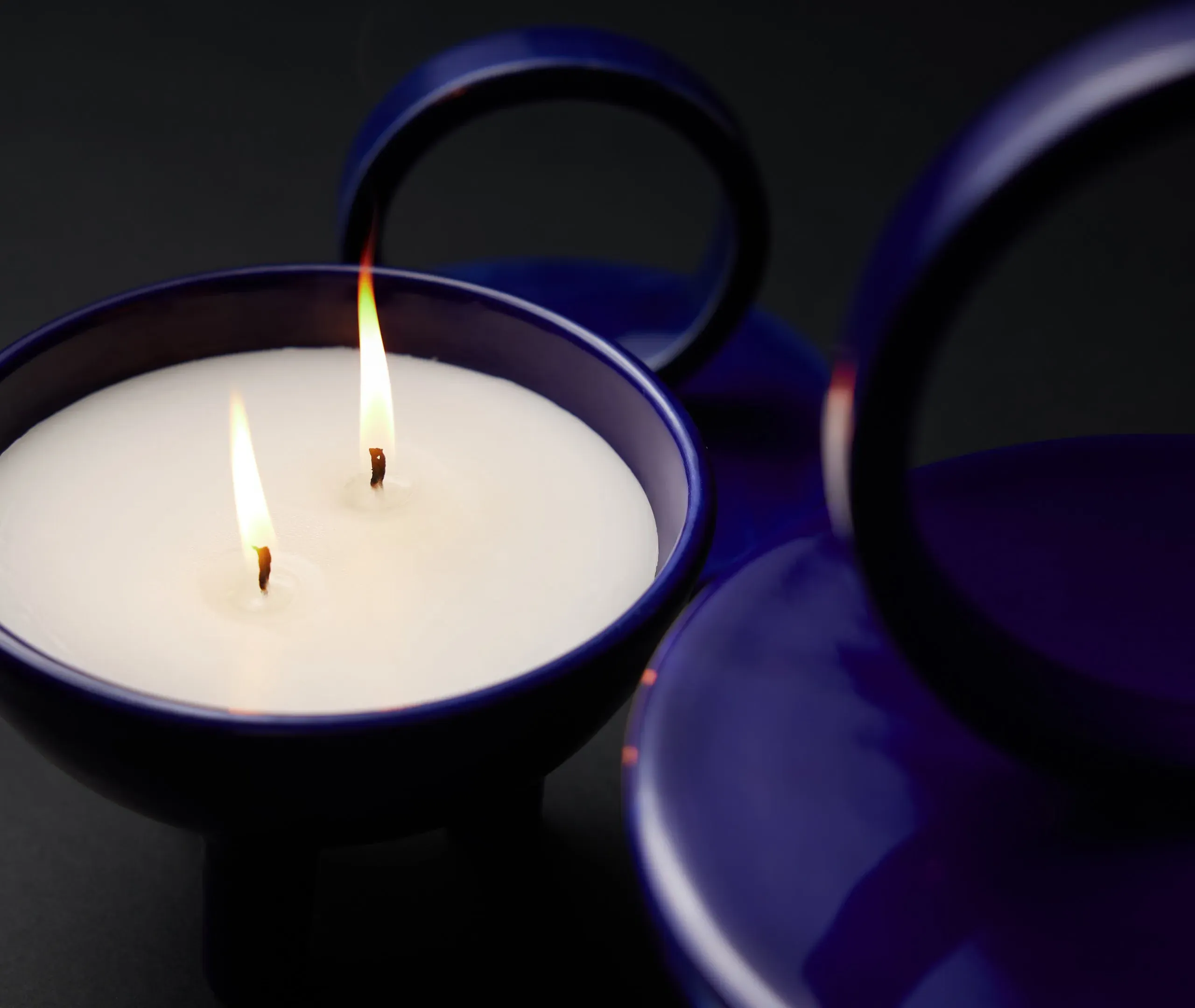 Wok Candle with Lid - Blue, Ceramic