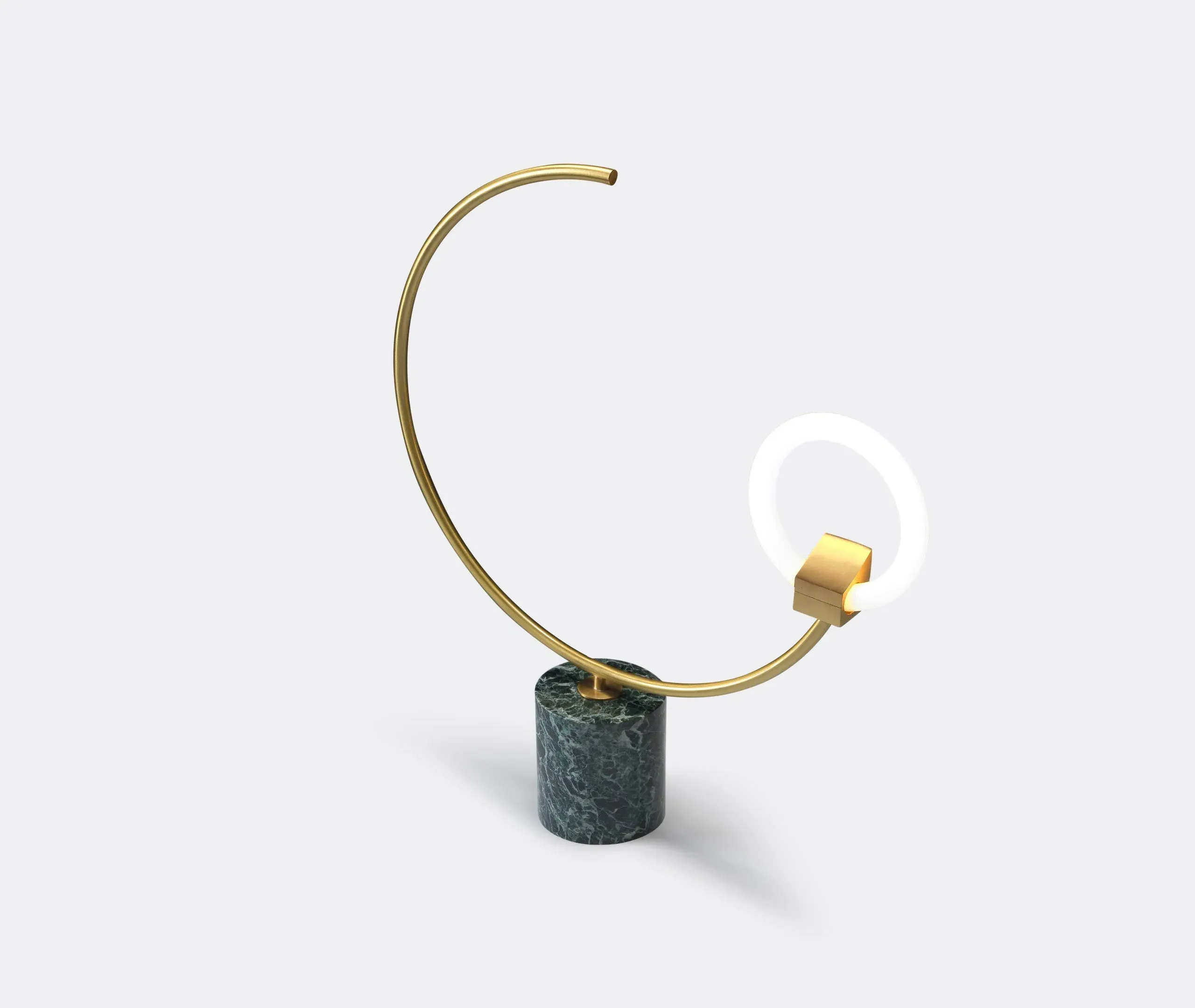 Arges Table Lamp with Circular Arm - Green, Marble