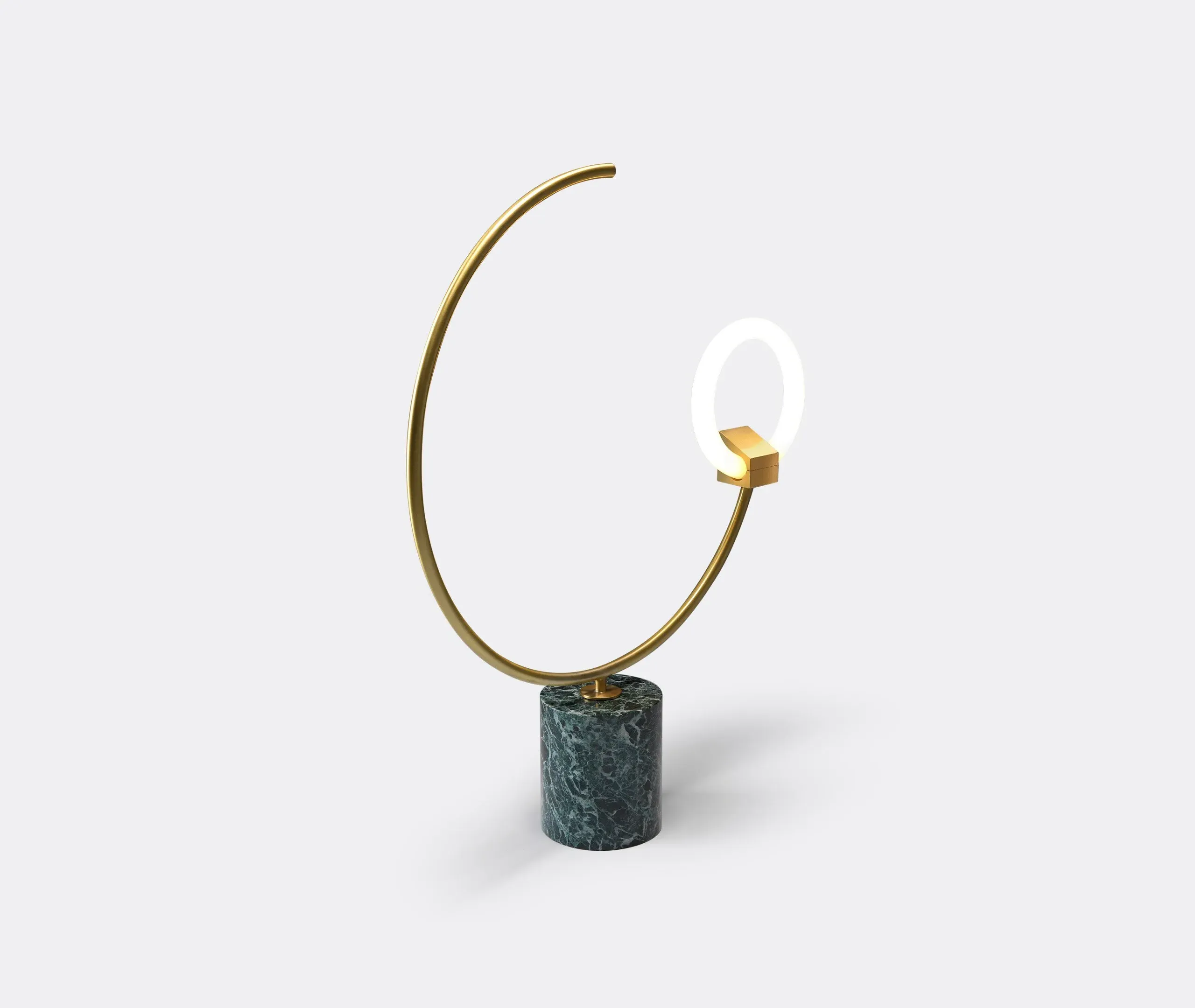 Arges Table Lamp with Circular Arm - Green, Marble