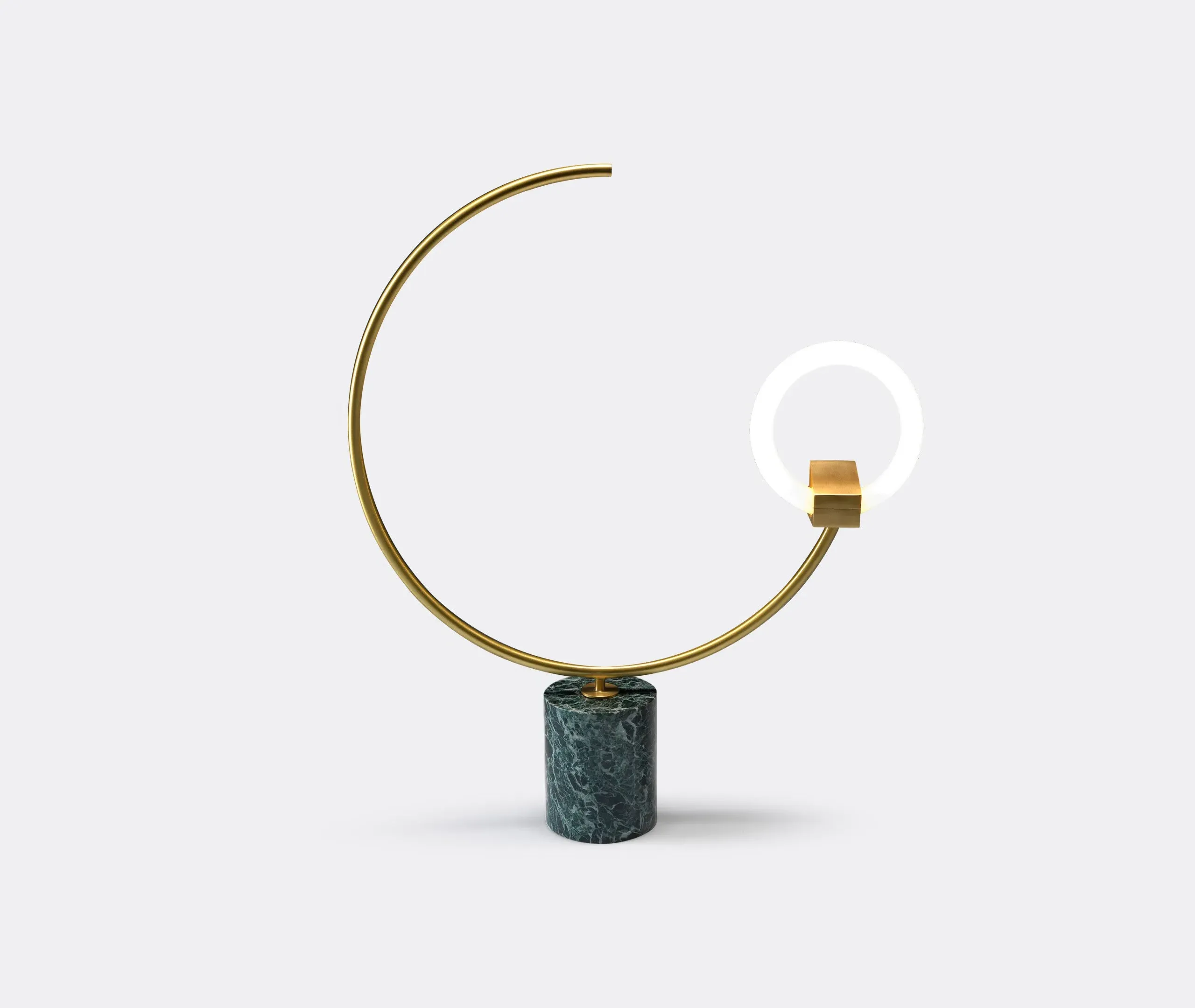 Arges Table Lamp with Circular Arm - Green, Marble image