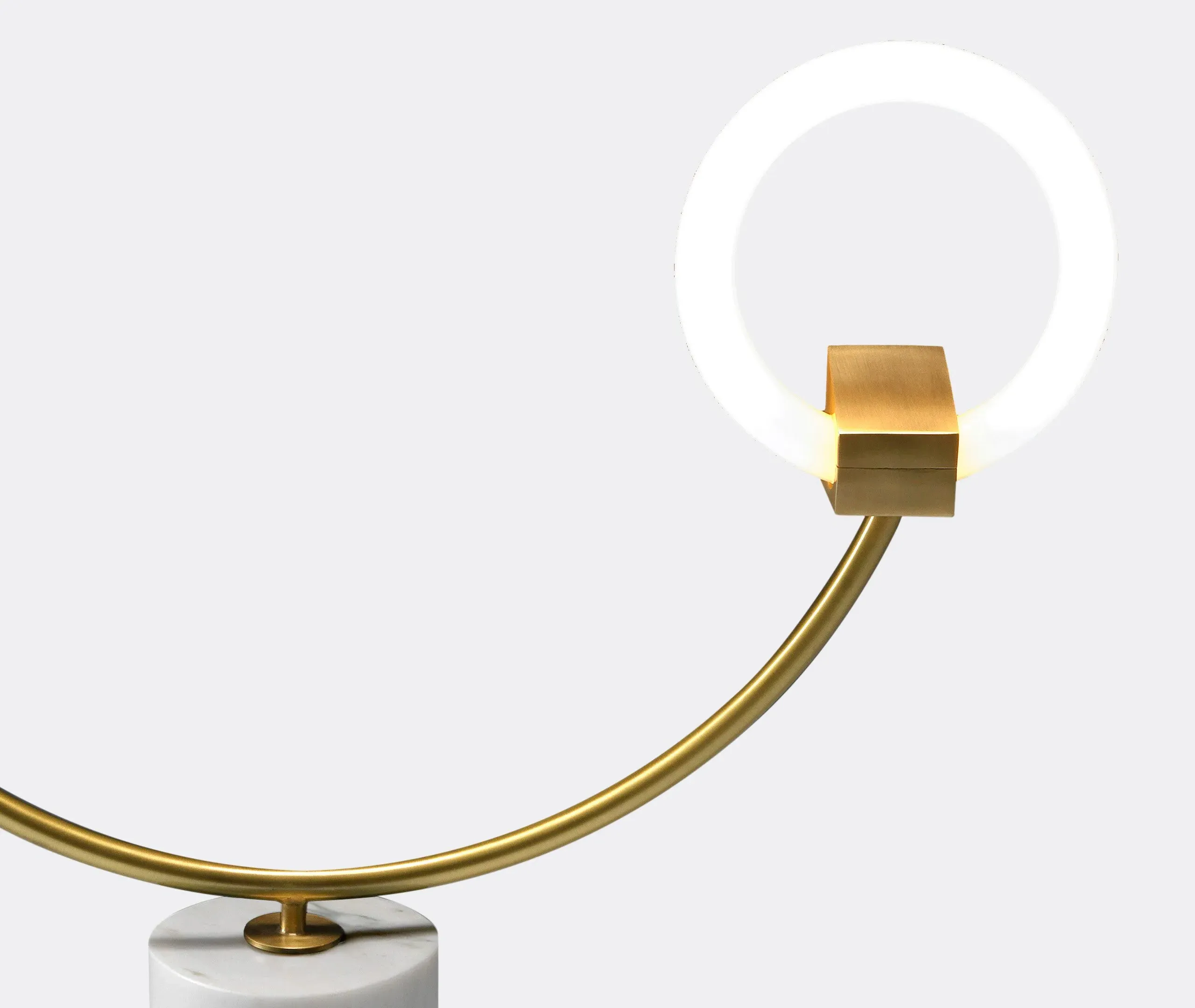 Arges Table Lamp with Circular Arm - White, Marble