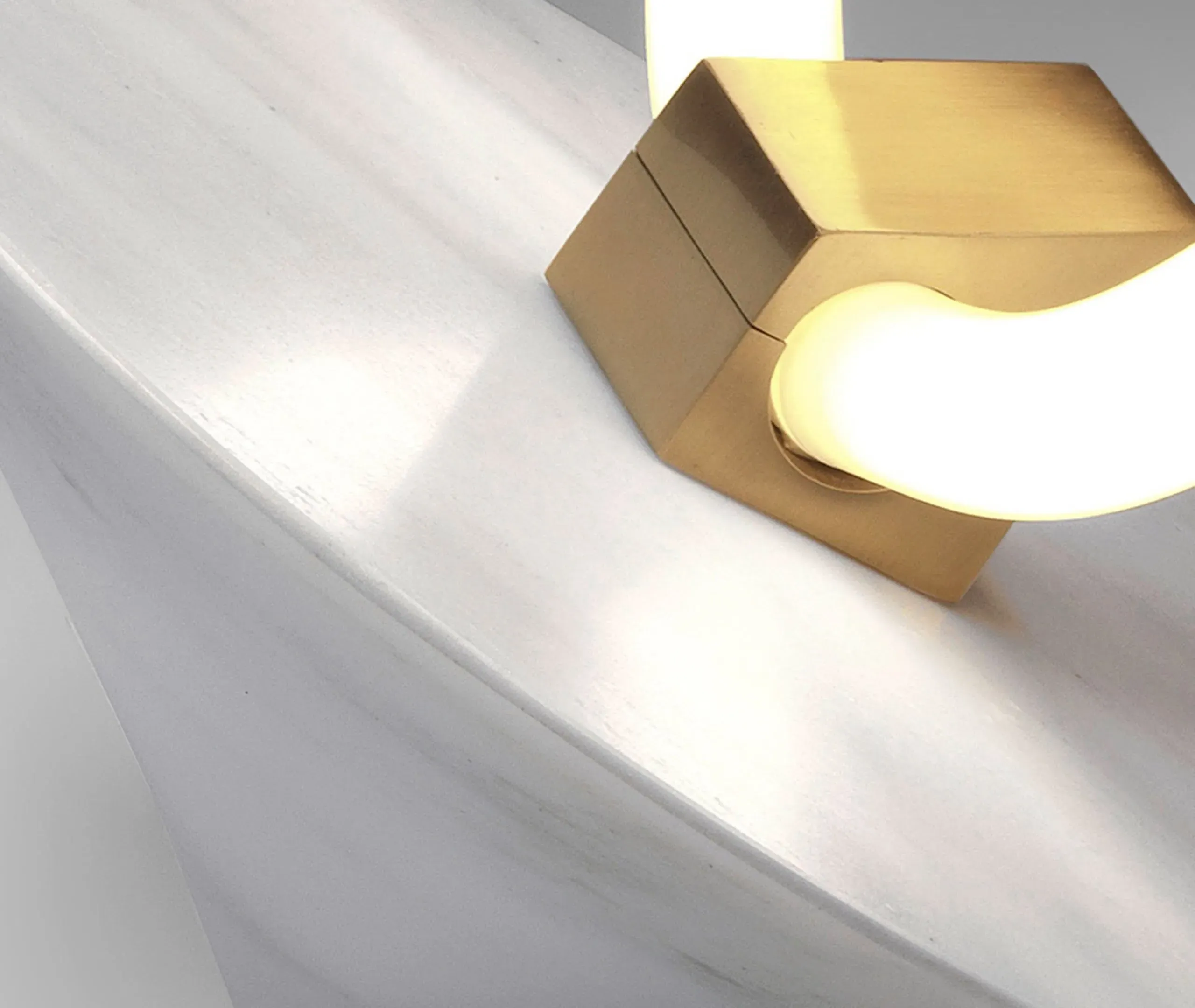 Helen Table and Floor Lamp - White, Marble