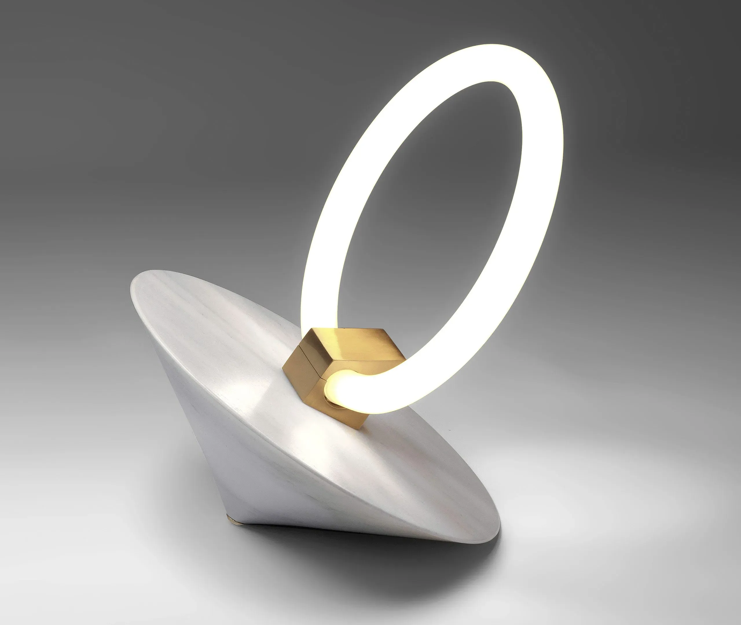 Helen Table and Floor Lamp - White, Marble