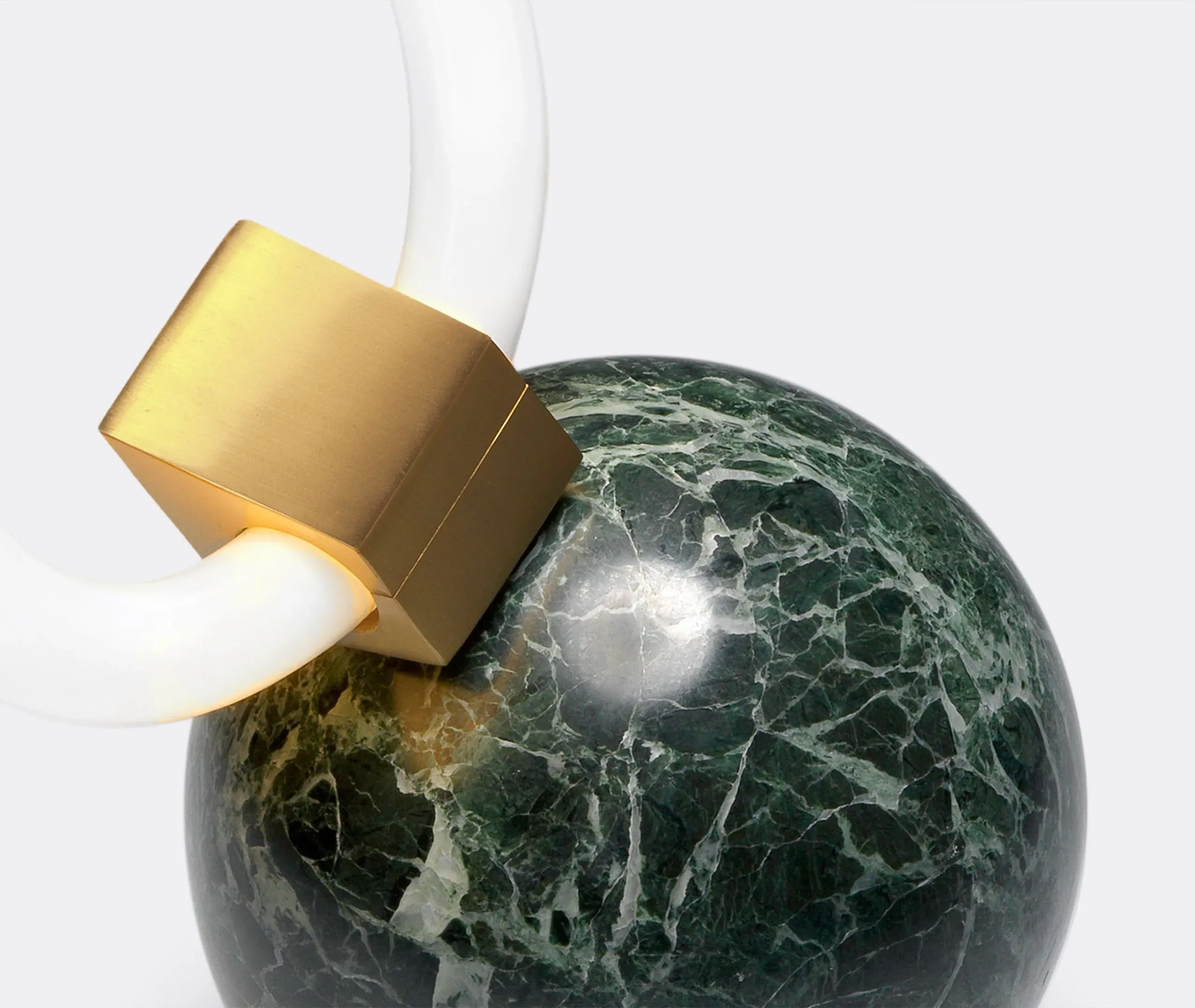 S Floor Lamp with Marble Base - Green, Marble