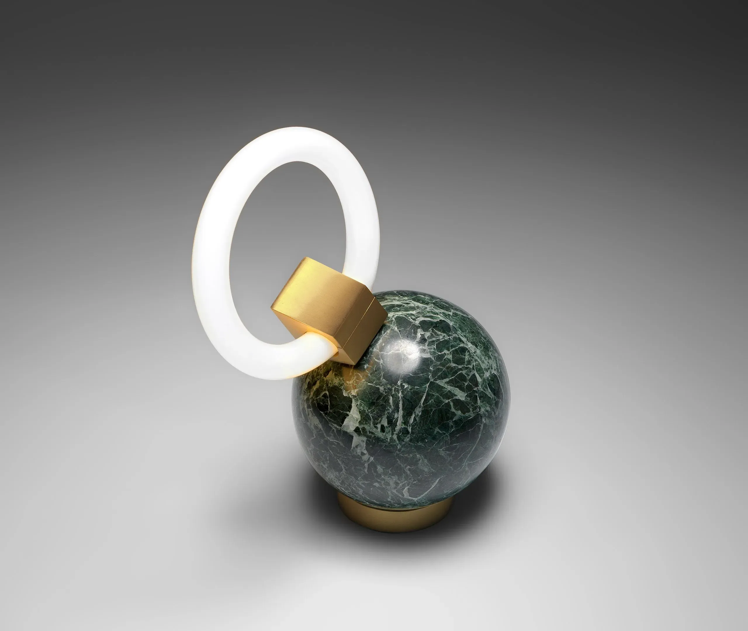 S Floor Lamp with Marble Base - Green, Marble