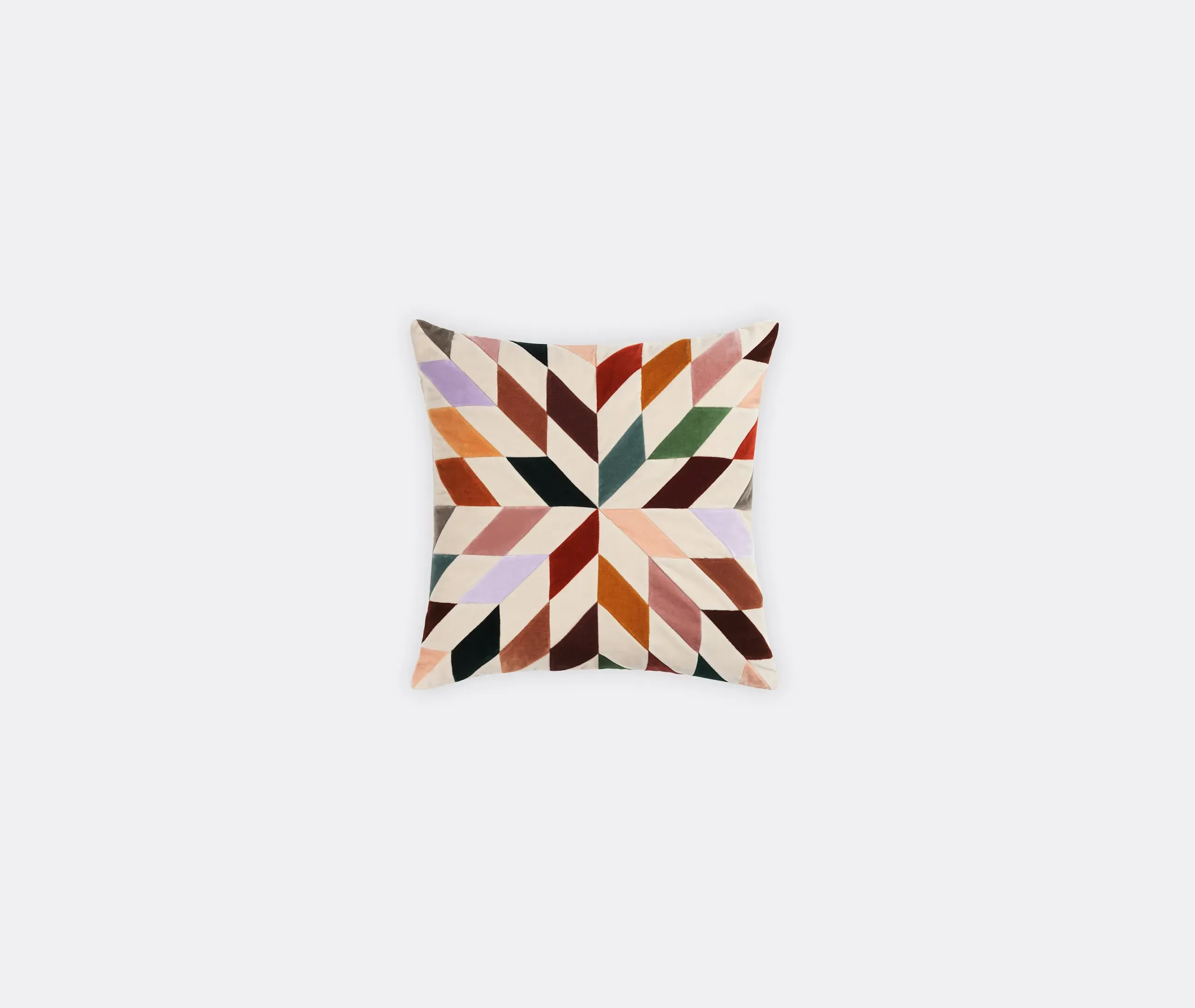 Cushion with Floral Geometry Pattern - Multicolor, Velvet image