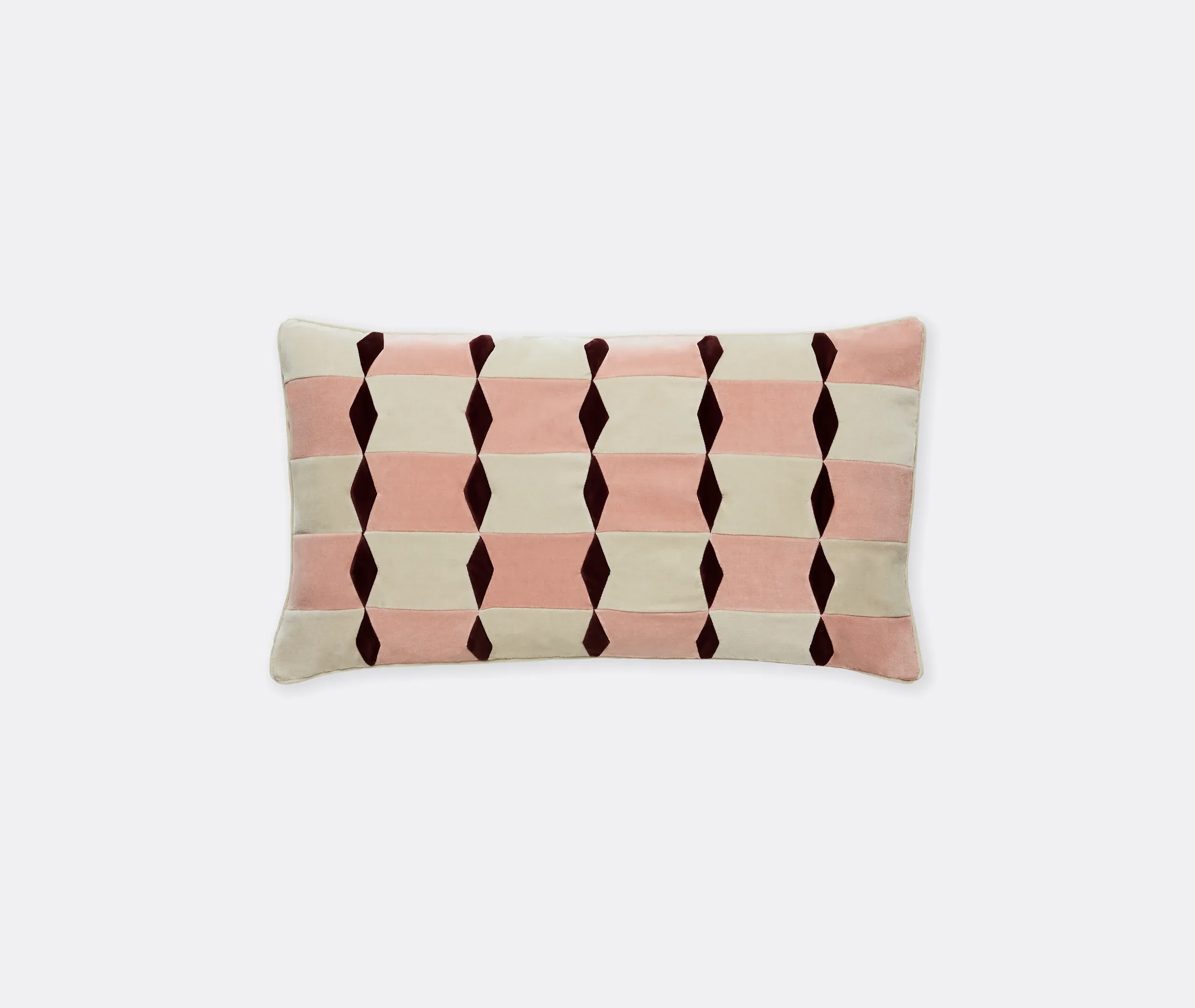 Florence Cushion - Rose, Dusty White & Wine, Velvet