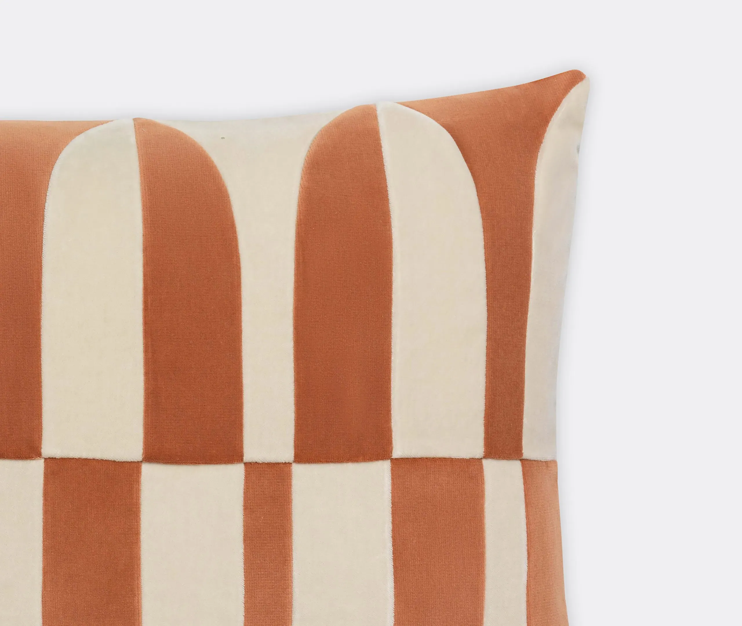 Rectangular Cushion Half-Oval Panels - Multicolor, Velvet