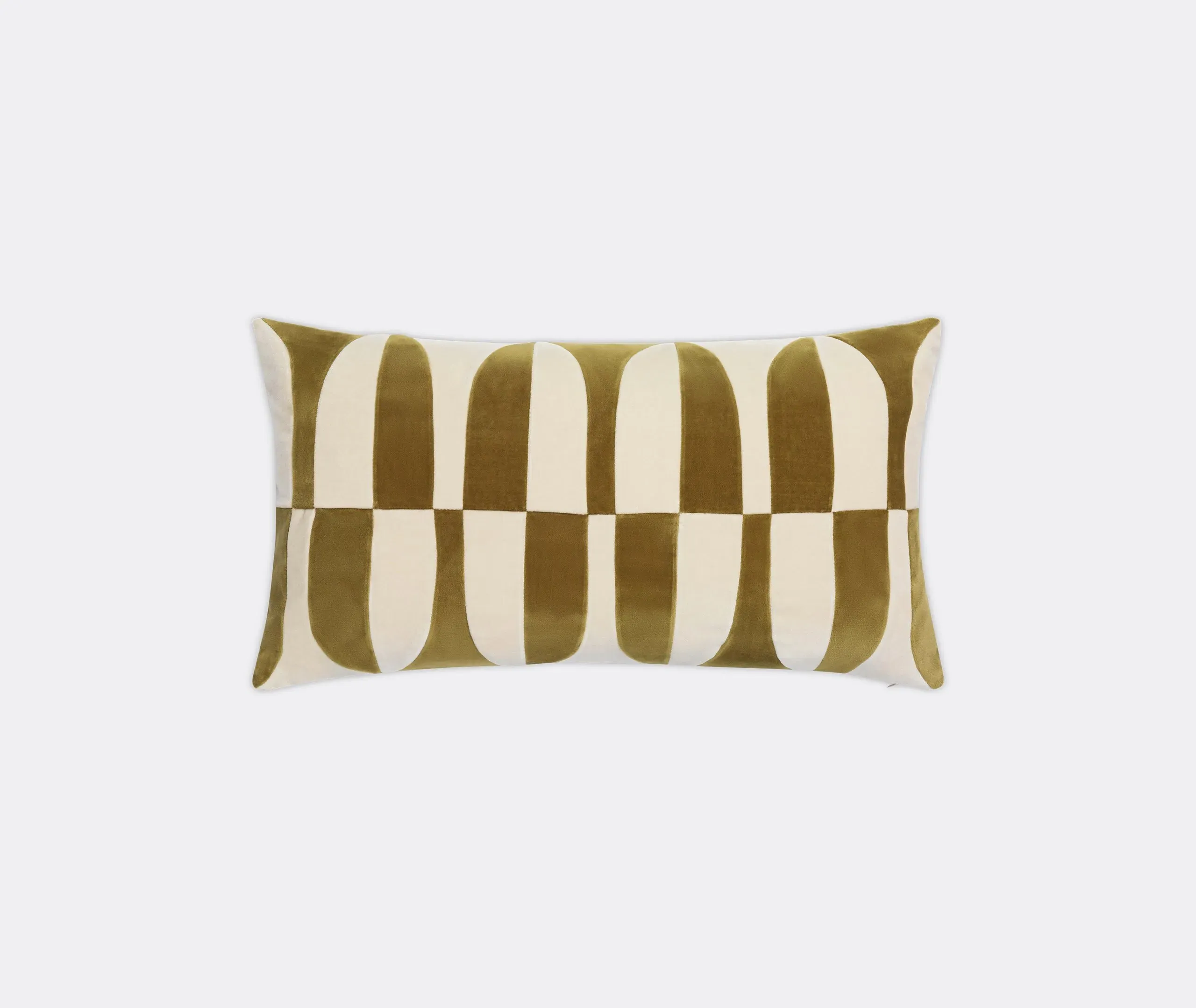 Rectangular Cushion Half-Oval Panels - Multicolor, Velvet