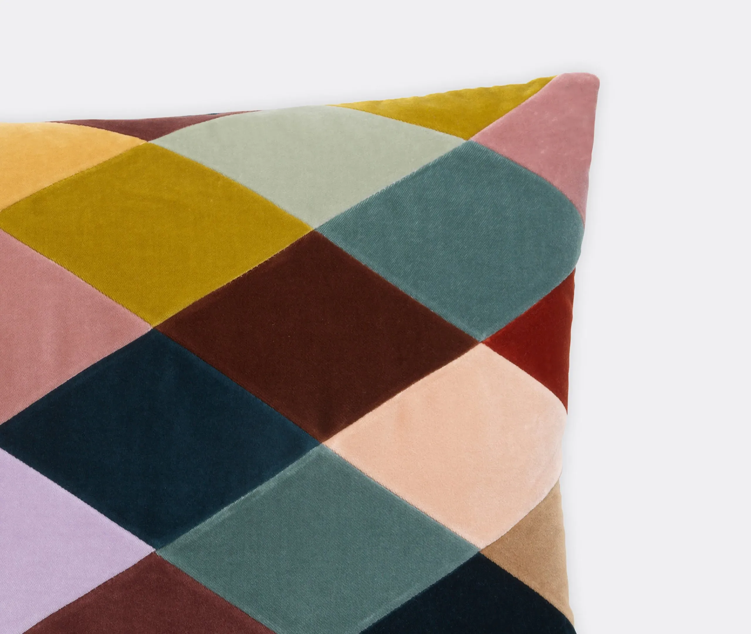 Rectangular Cushion with Diamond Panels - Dust, Velvet