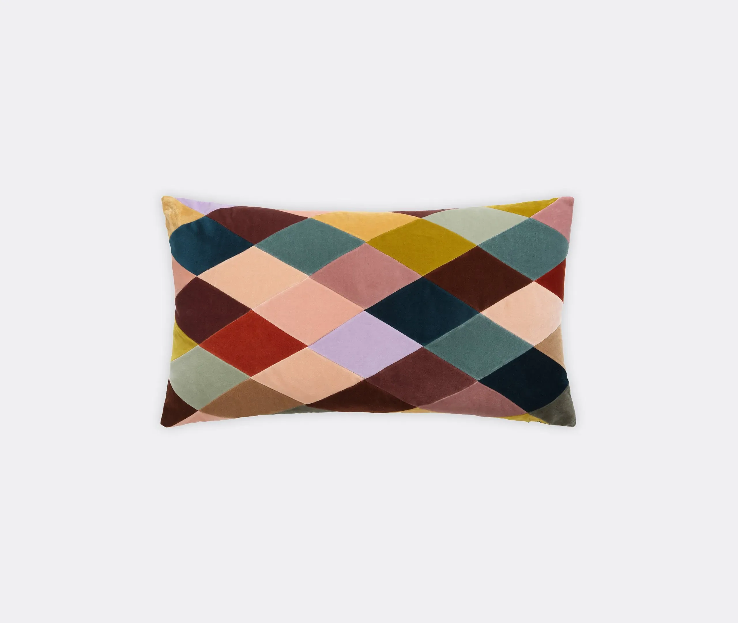 Rectangular Cushion with Diamond Panels - Dust, Velvet