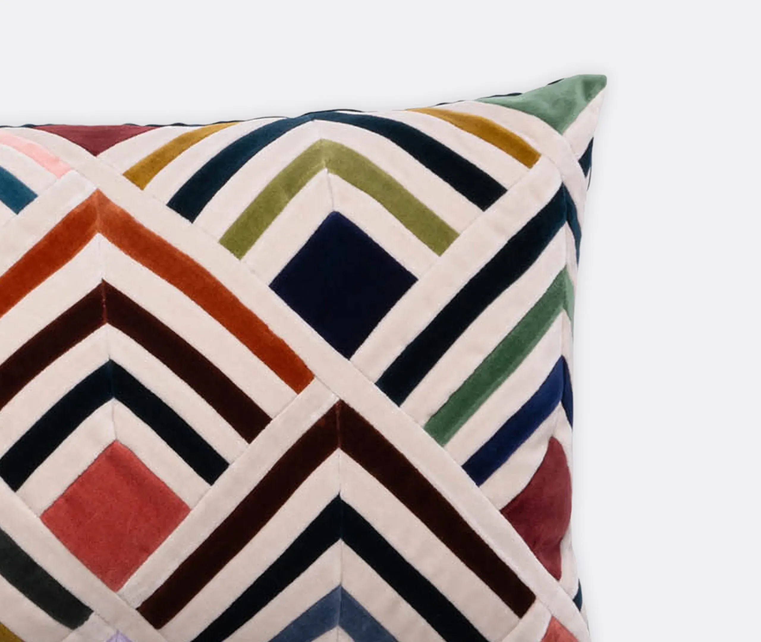 Rectangular Cushion with Tessellation Design - Multicolor, Velvet