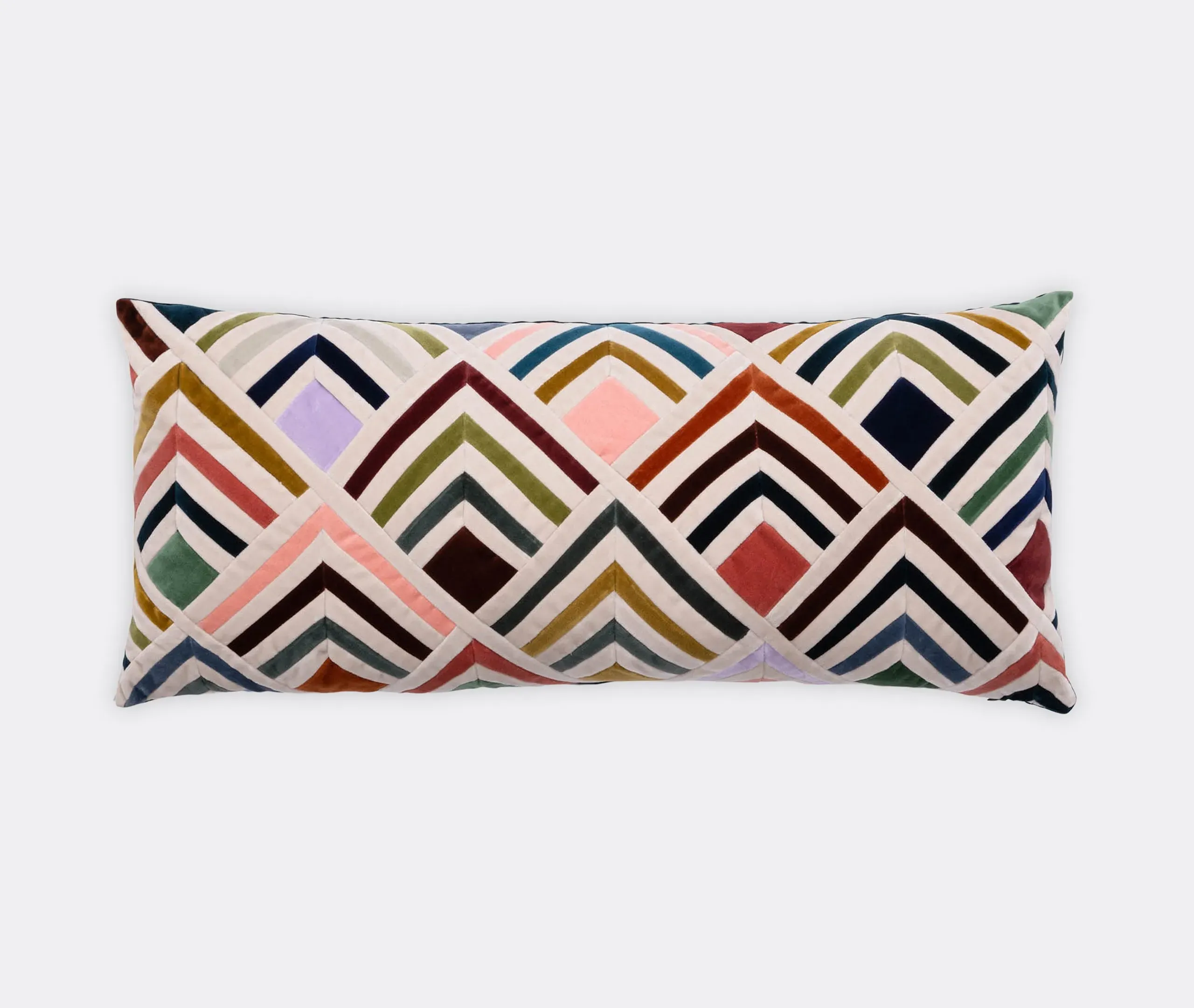 Rectangular Cushion with Tessellation Design - Multicolor, Velvet