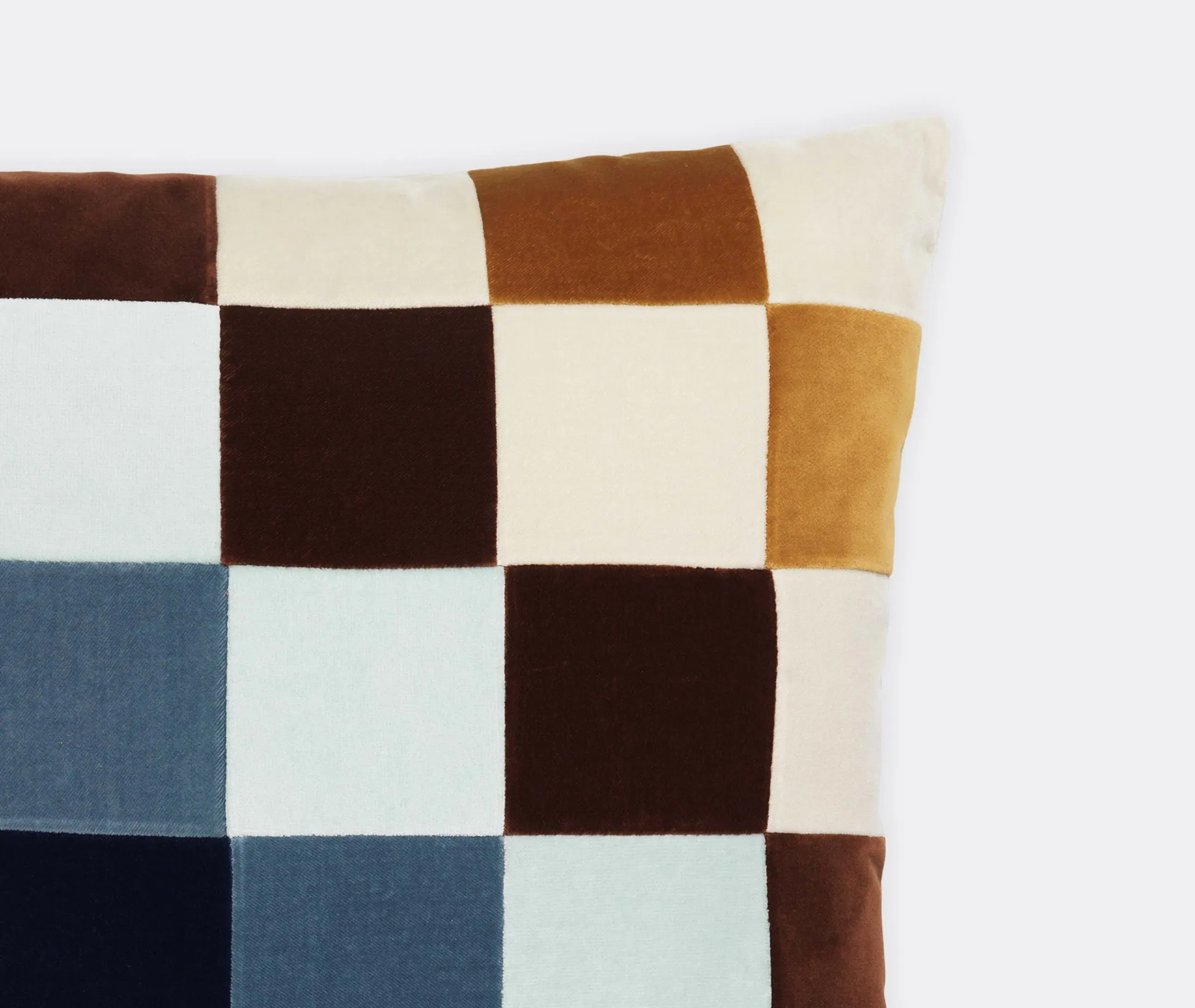 Square Cushion Checkered Pattern - Multicolor, Velvet