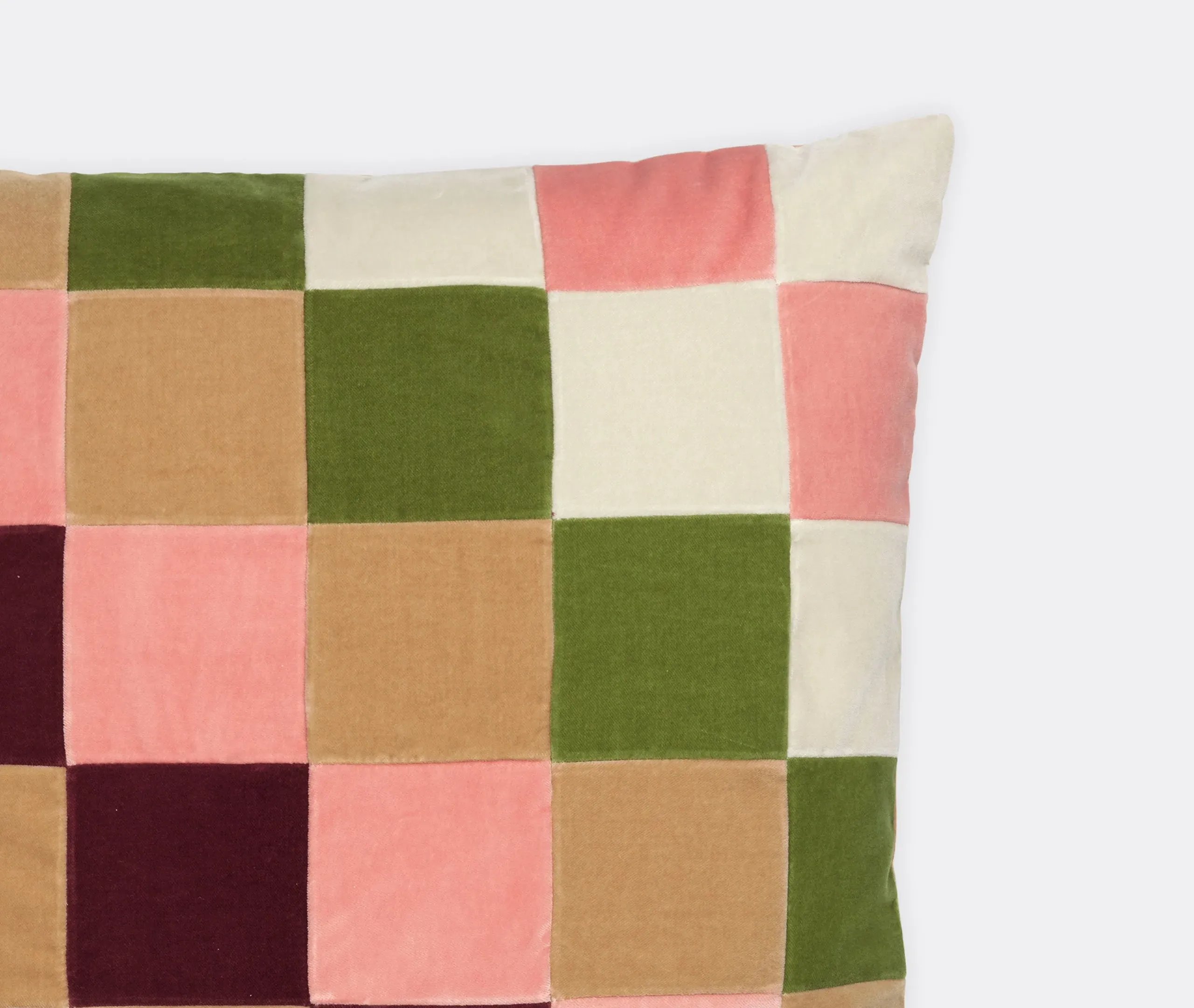 Square Cushion Checkered Pattern - Multicolor, Velvet