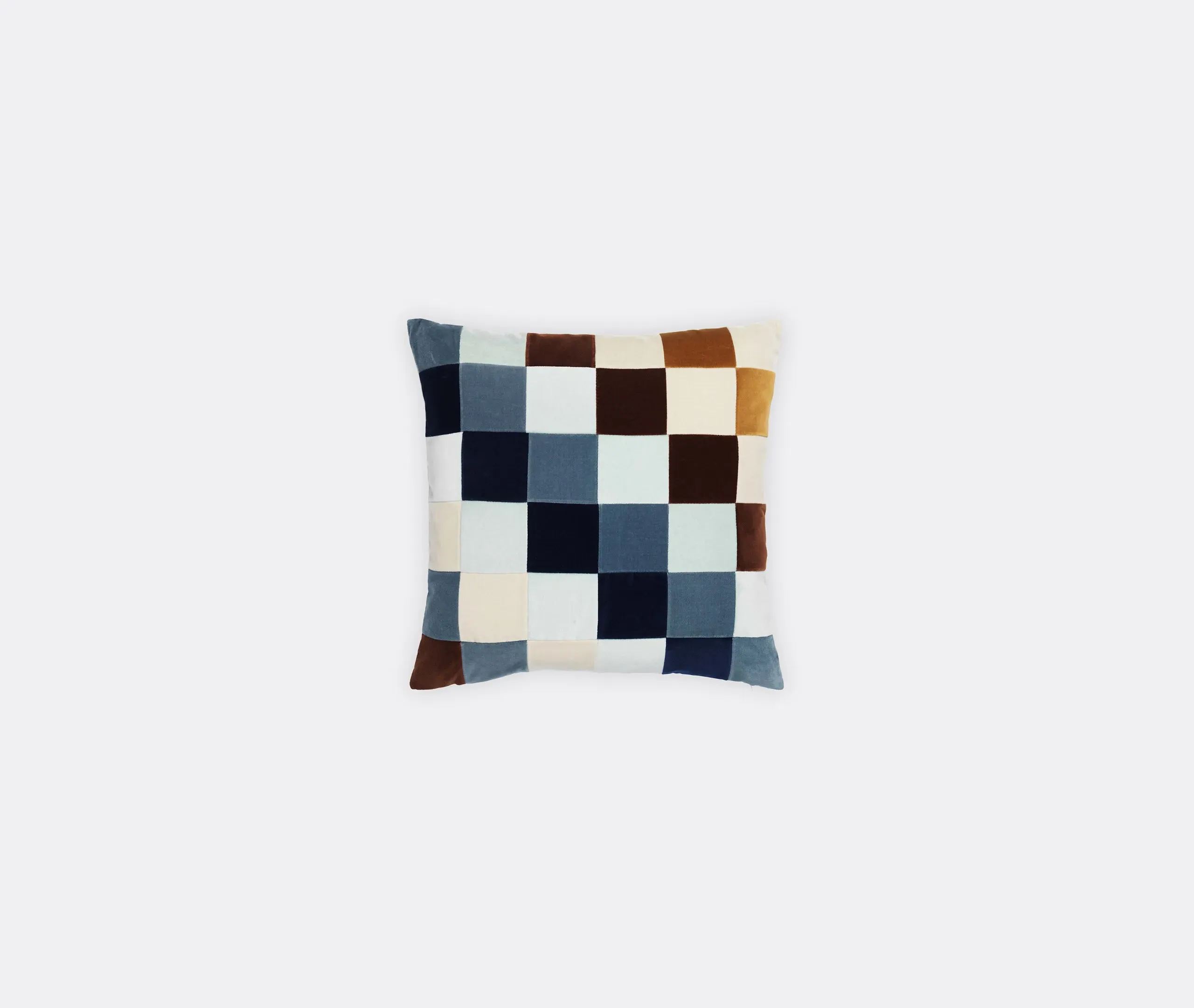 Square Cushion Checkered Pattern - Multicolor, Velvet image