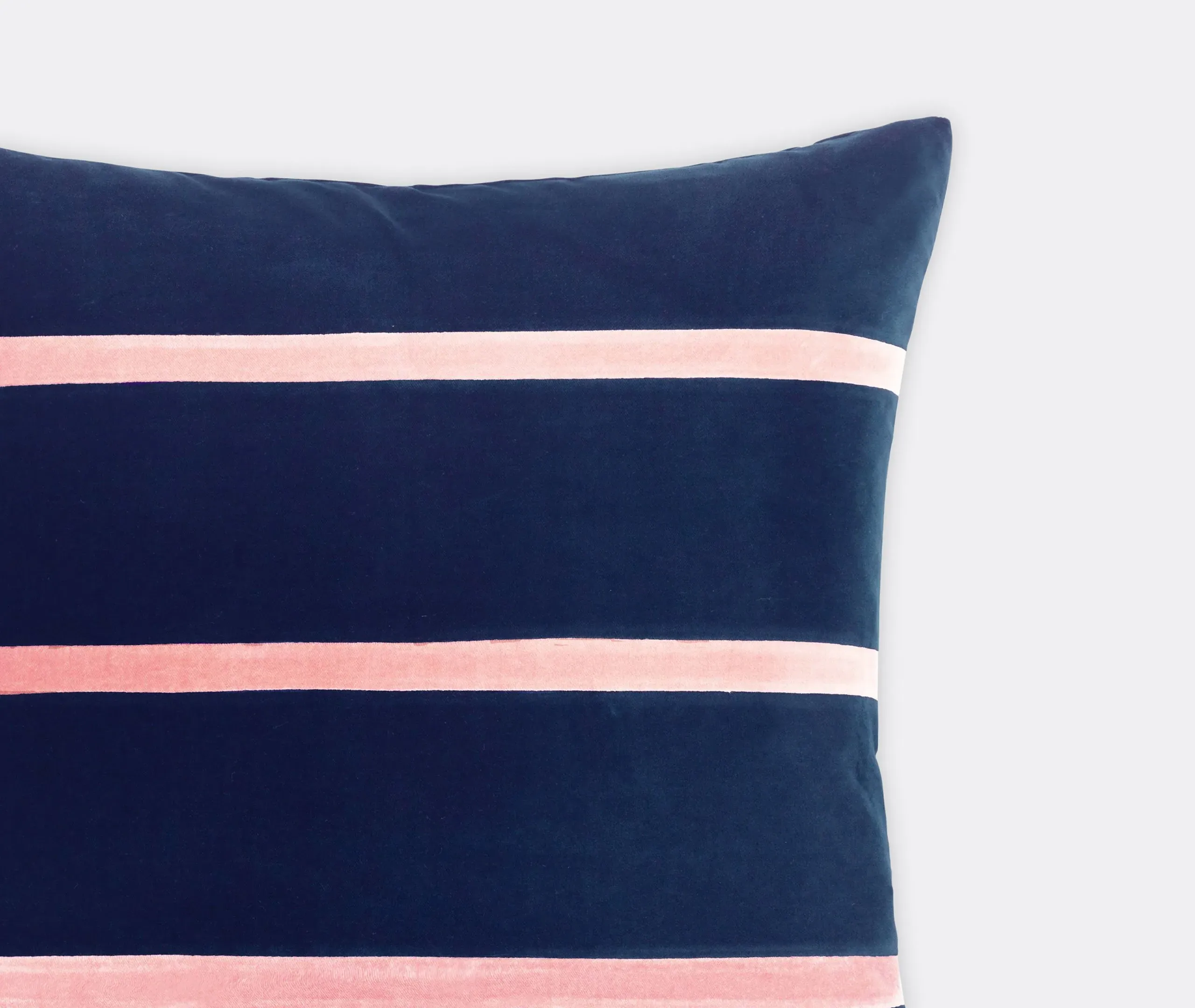 Square Cushion with Stripes - Multicolor, Velvet
