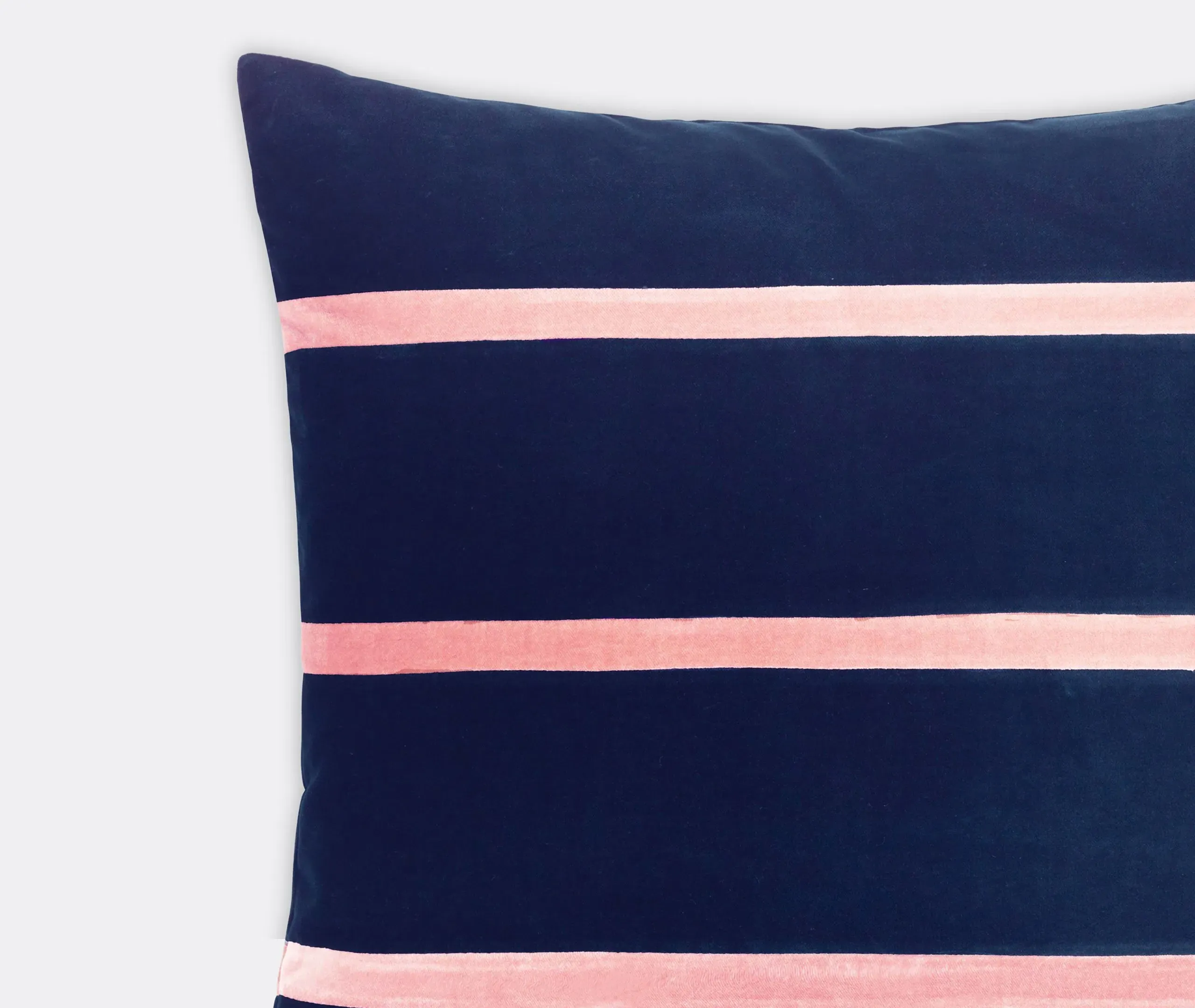 Square Cushion with Stripes - Multicolor, Velvet