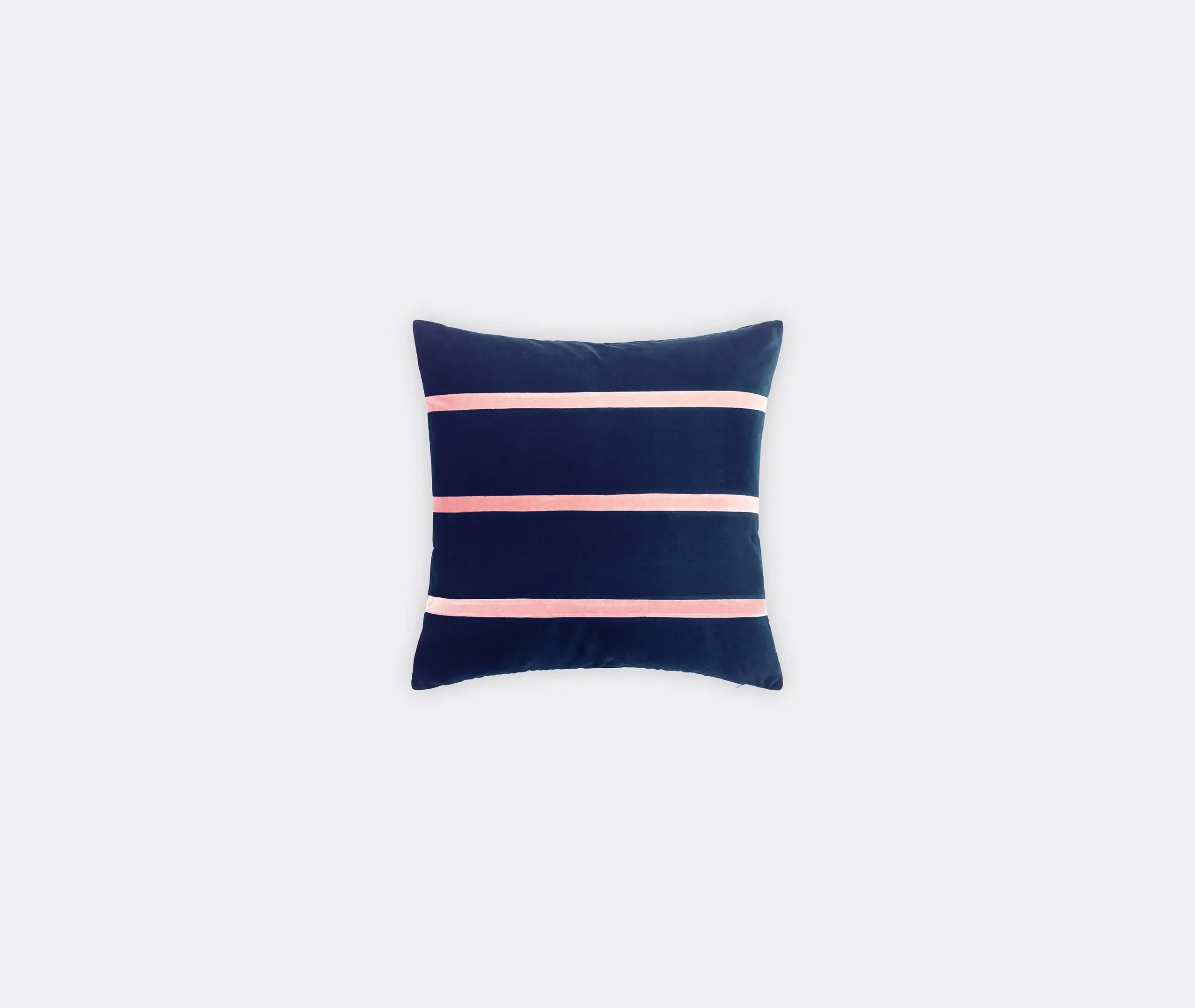Square Cushion with Stripes - Multicolor, Velvet image