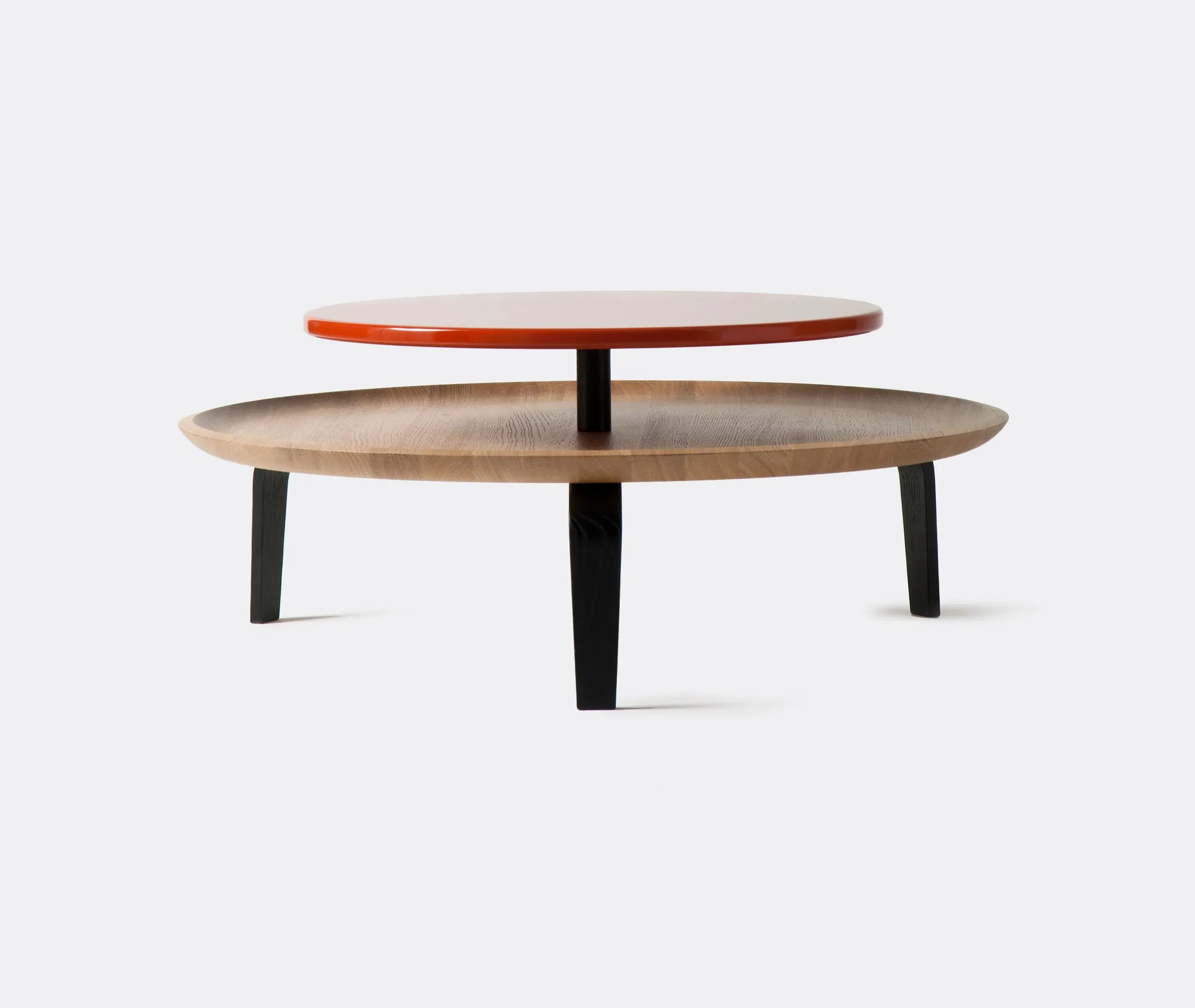 Round Coffee Table with Storage - Orange, Oak