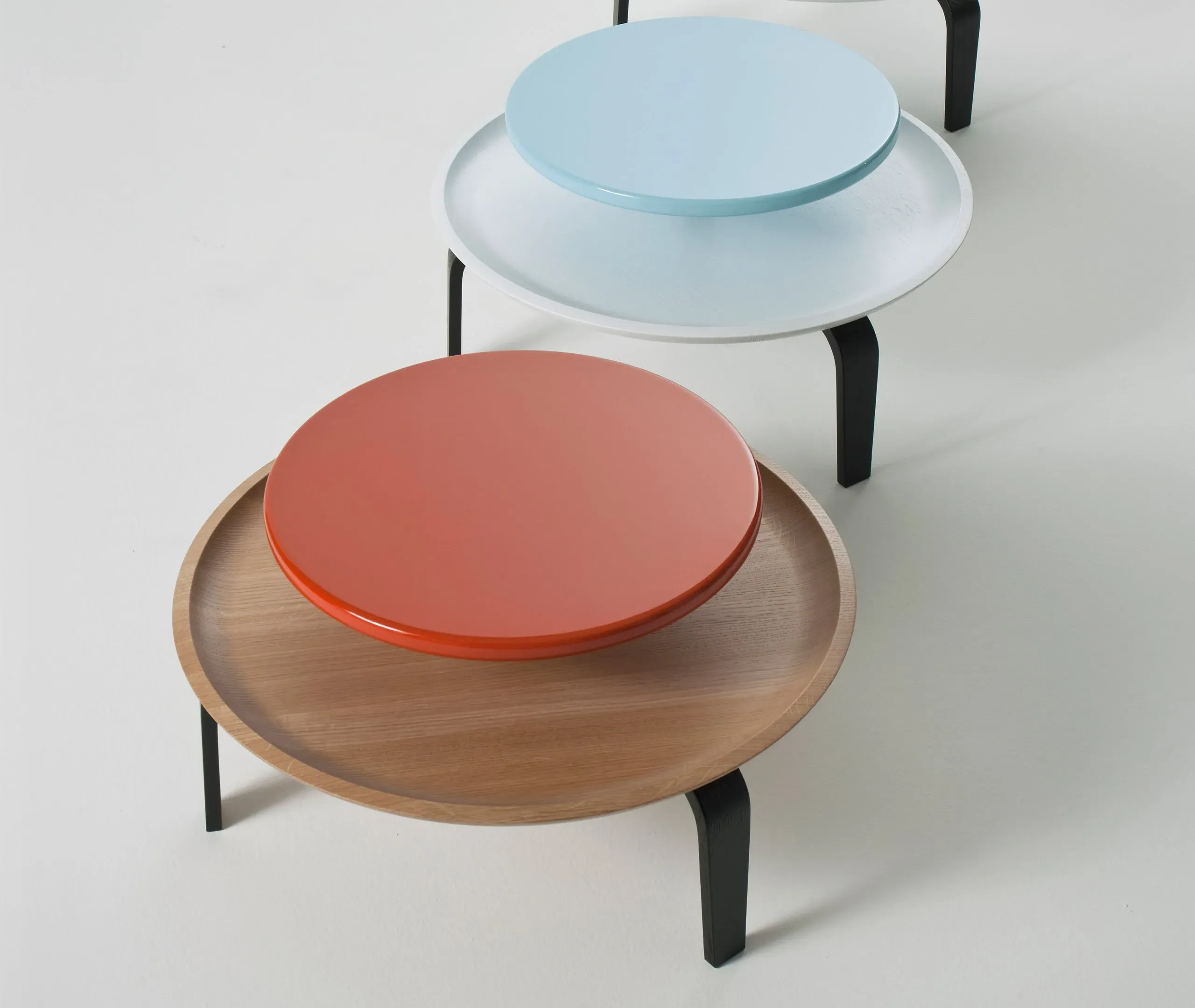 Round Coffee Table with Storage - Orange, Oak