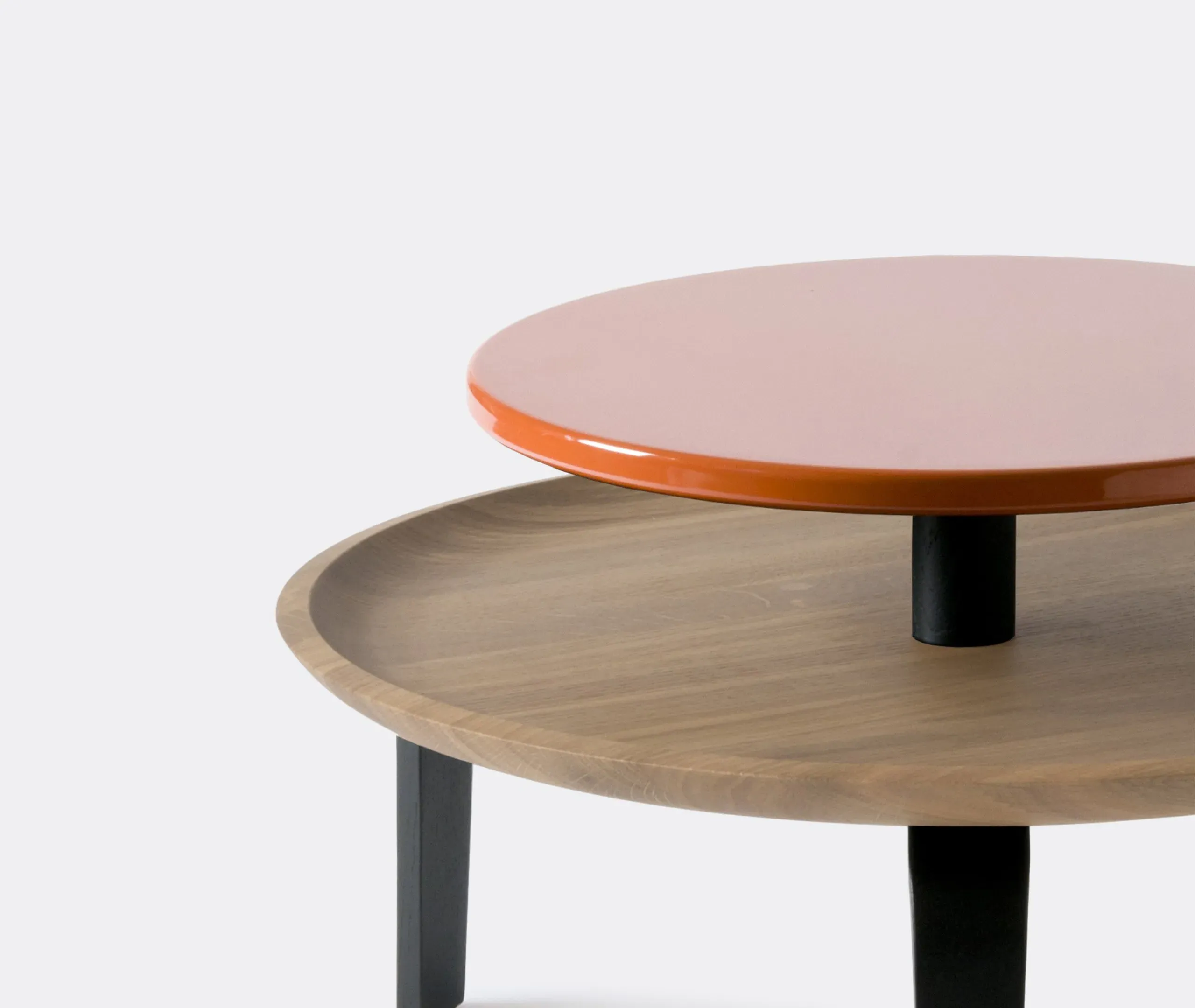 Round Coffee Table with Storage - Orange, Oak