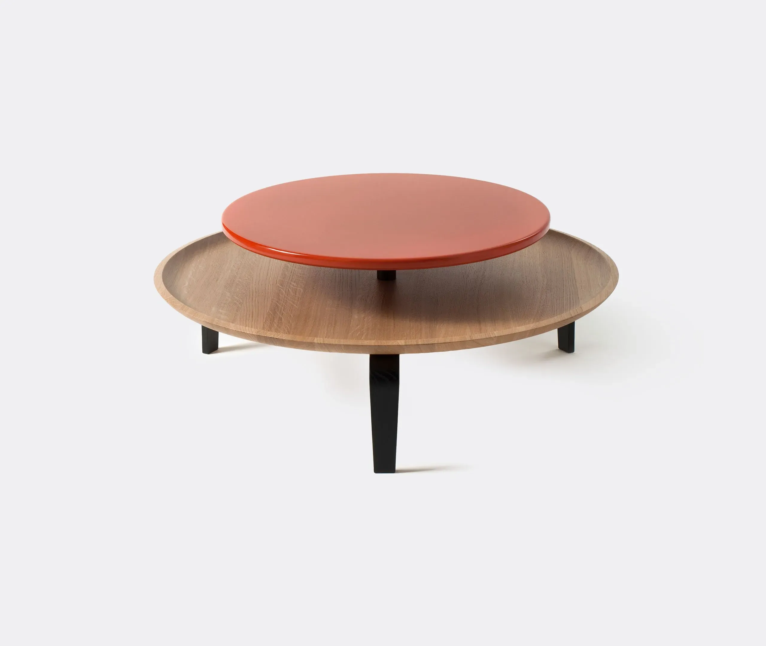 Round Coffee Table with Storage - Orange, Oak image