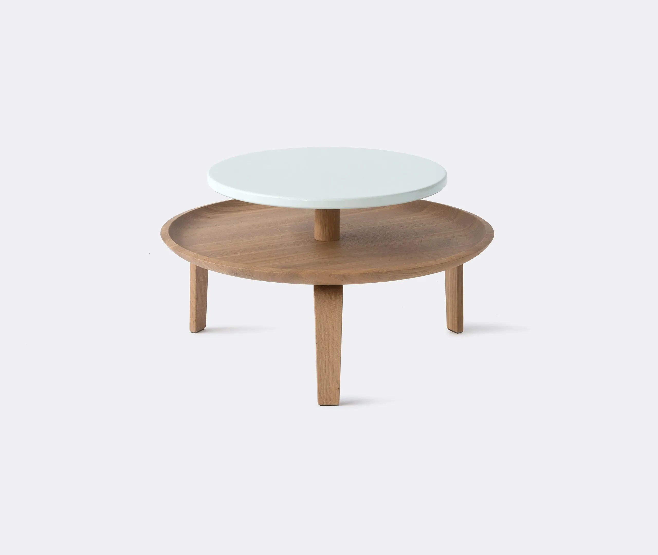 Round Coffee Table with Storage - White, Oak image