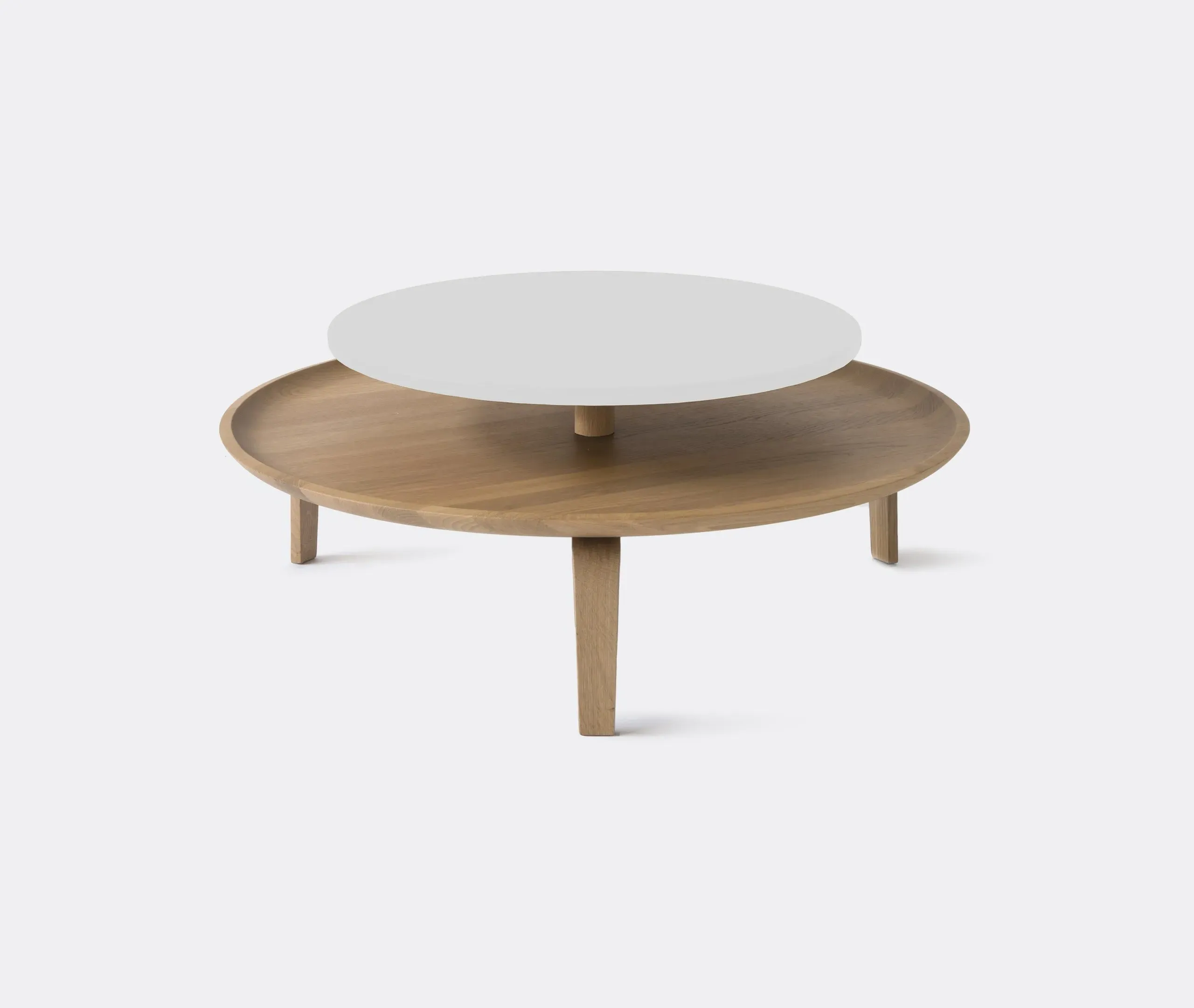 Round Coffee Table with Storage - White, Oak